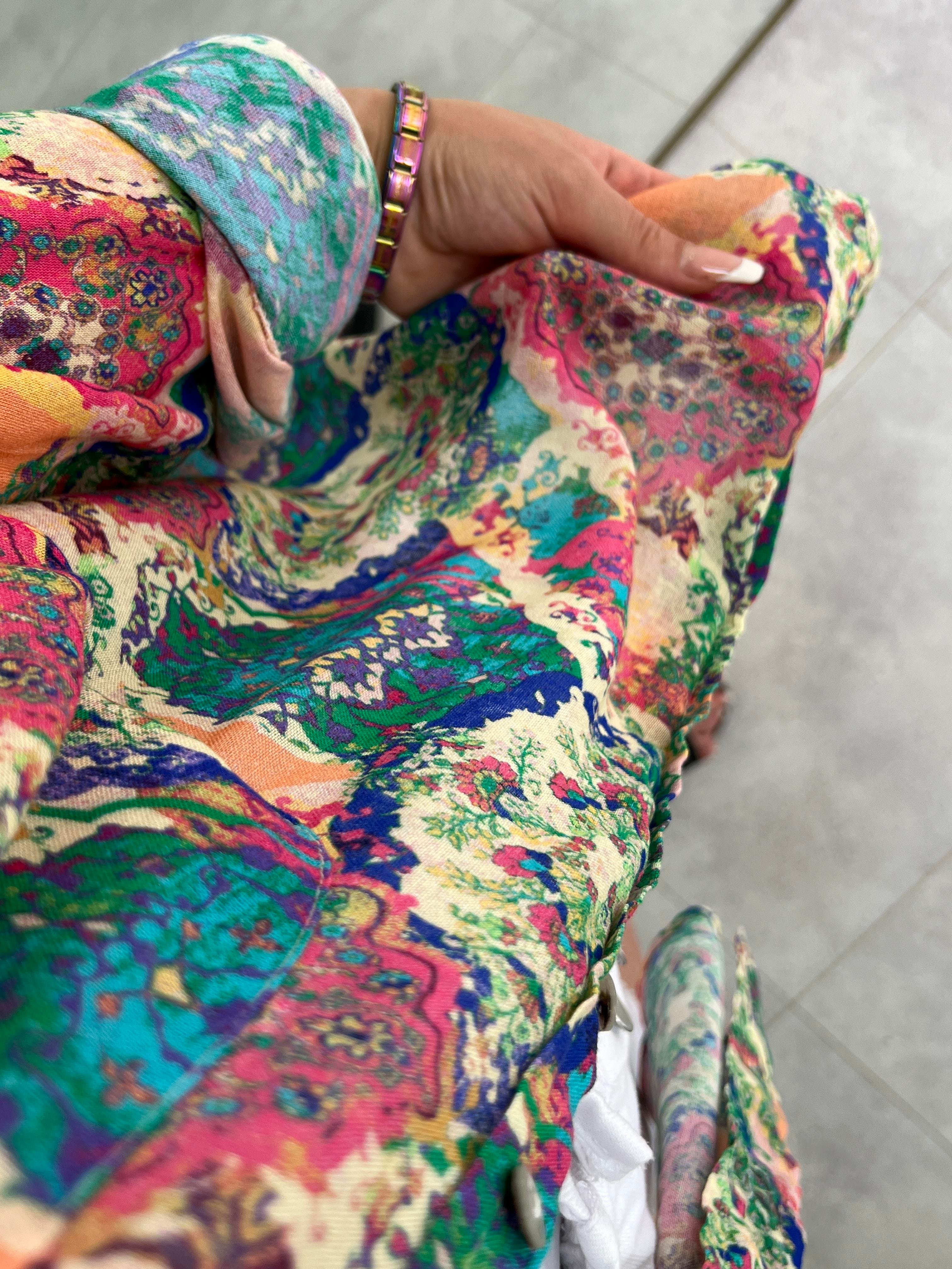 ÇİÇEKLİ KETEN GÖMLEK