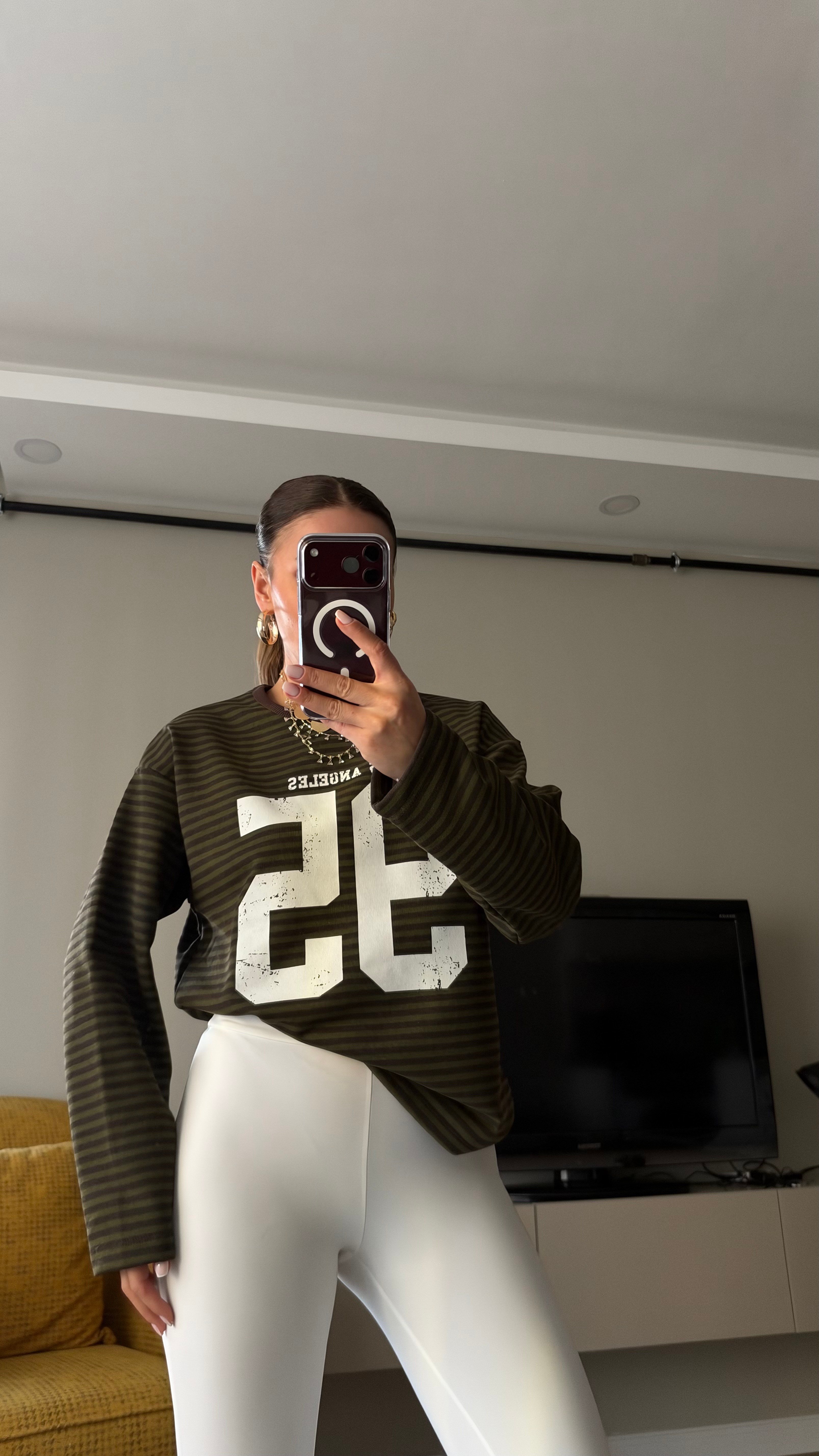 Çizgili Basic  Sweat 95 Kahve