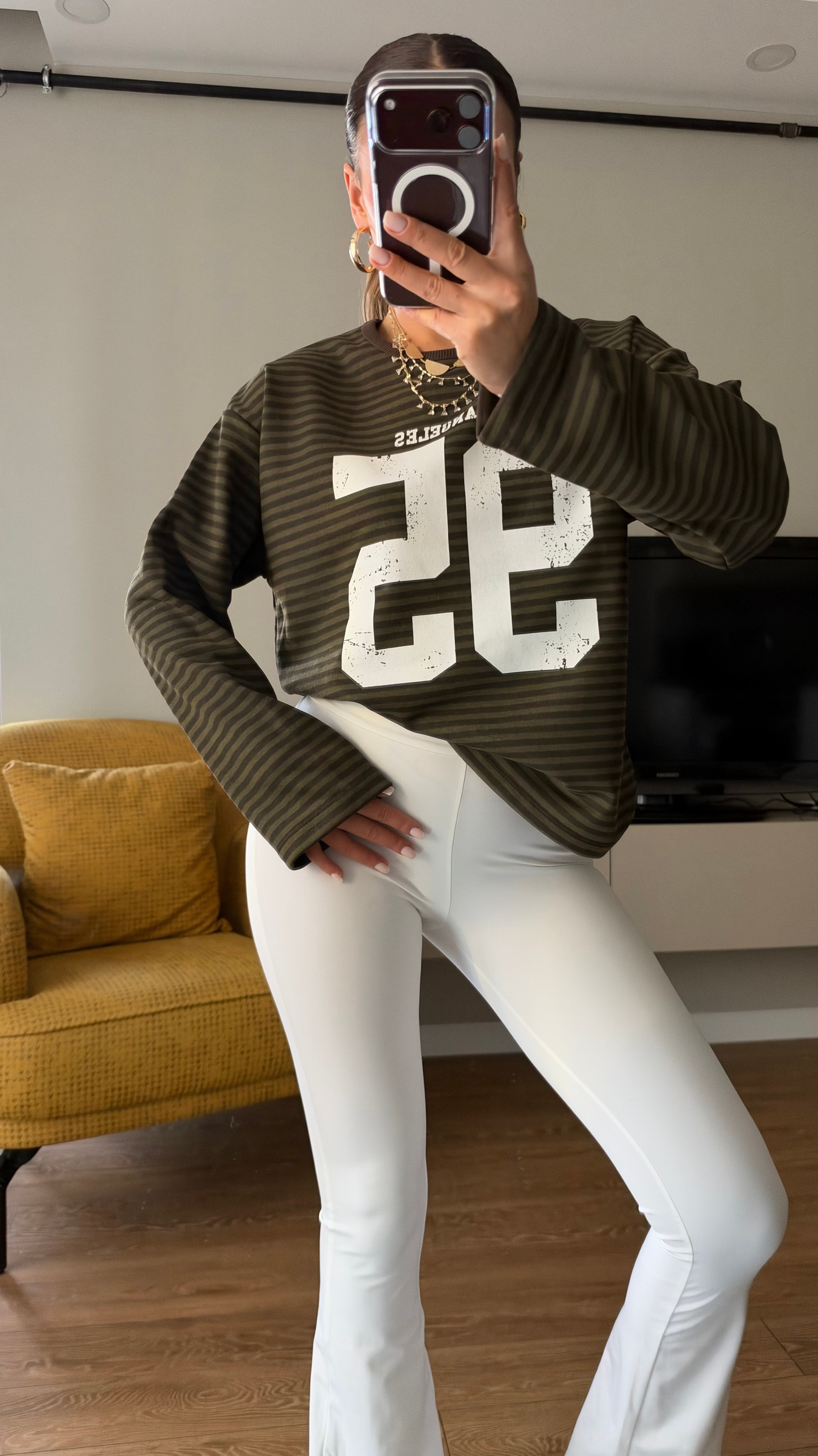 Çizgili Basic  Sweat 95 Kahve