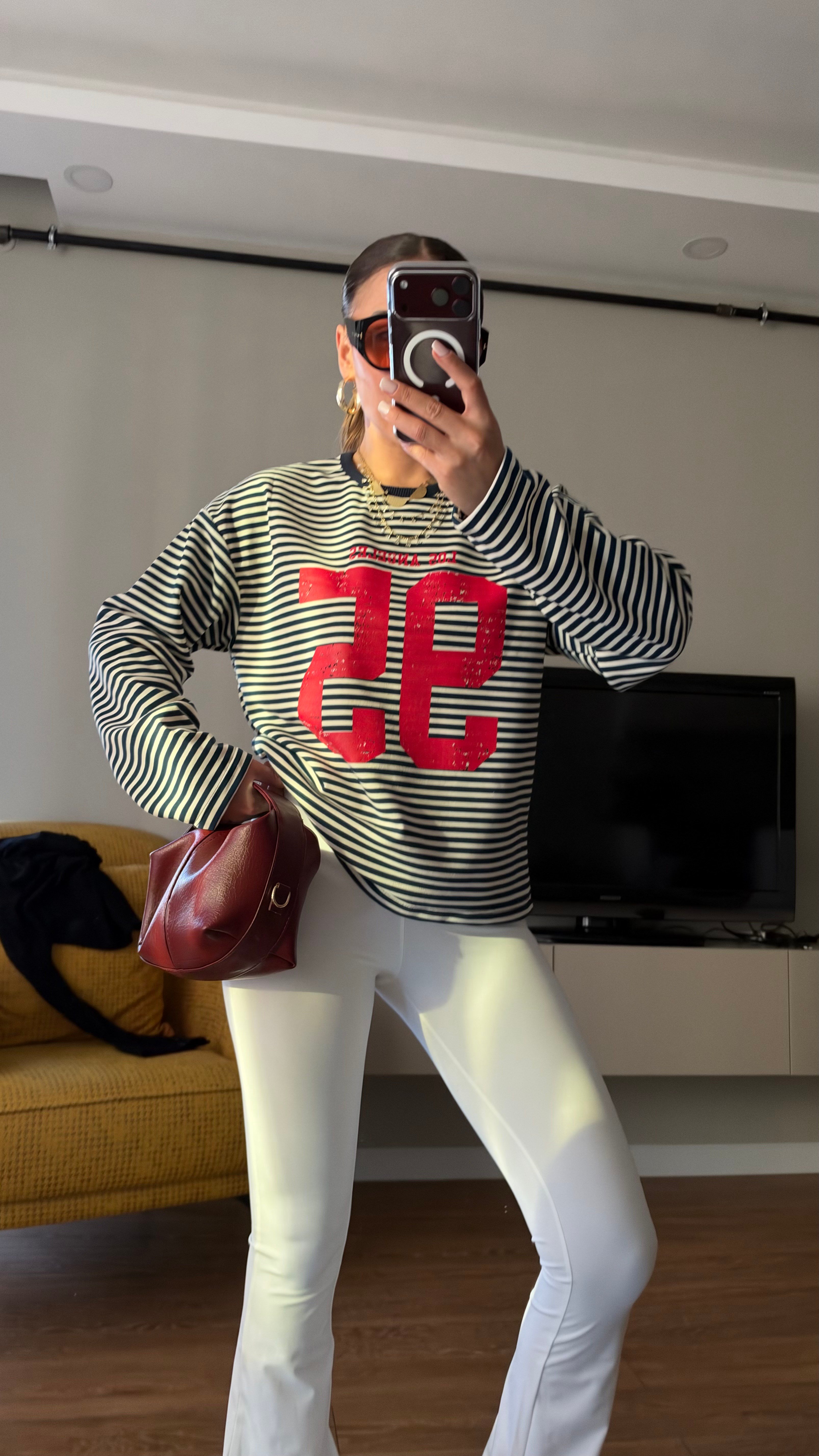 Çizgili Basic  Sweat 95 Lacivert