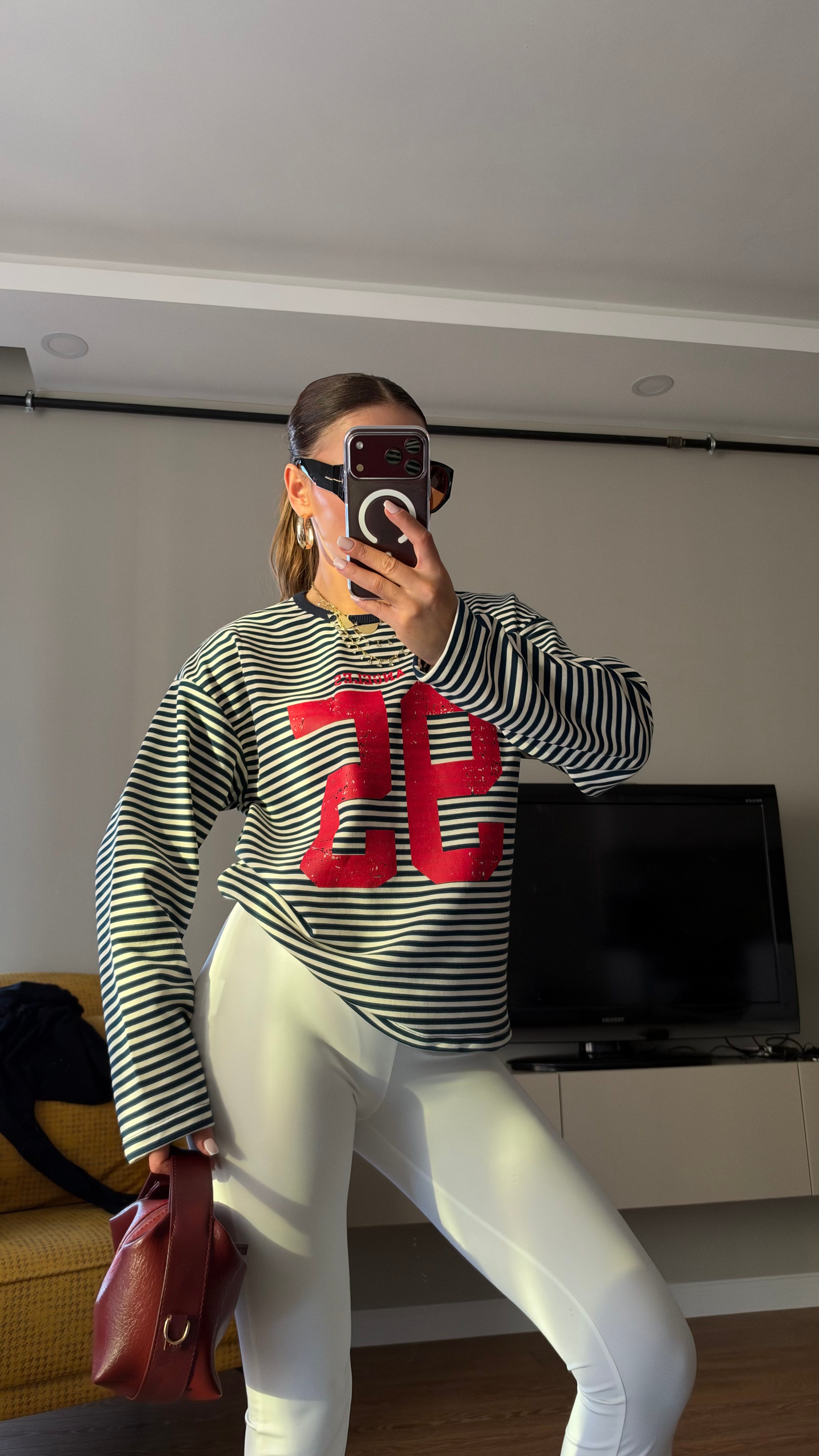 Çizgili Basic  Sweat 95 Lacivert