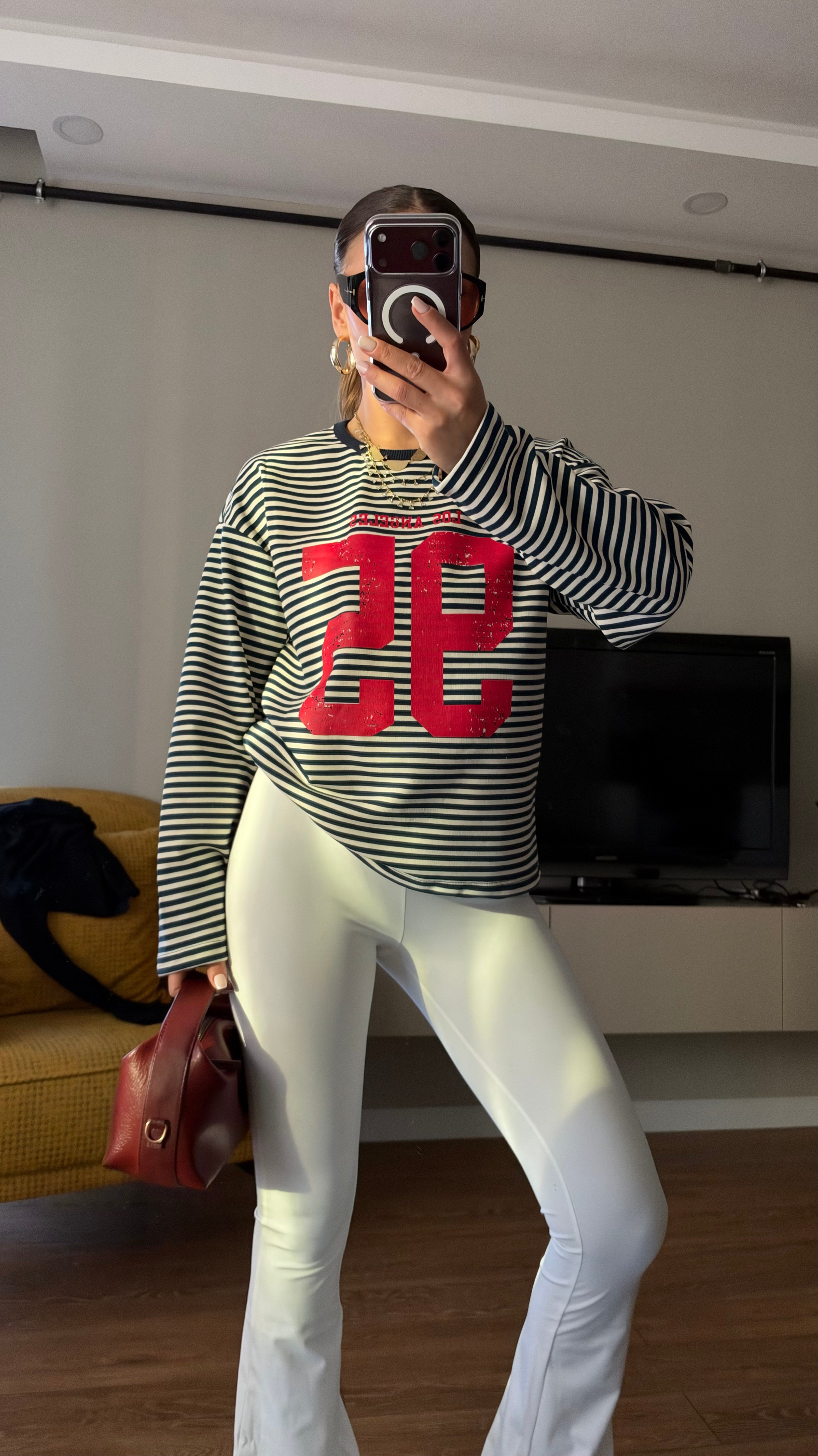 Çizgili Basic  Sweat 95 Lacivert