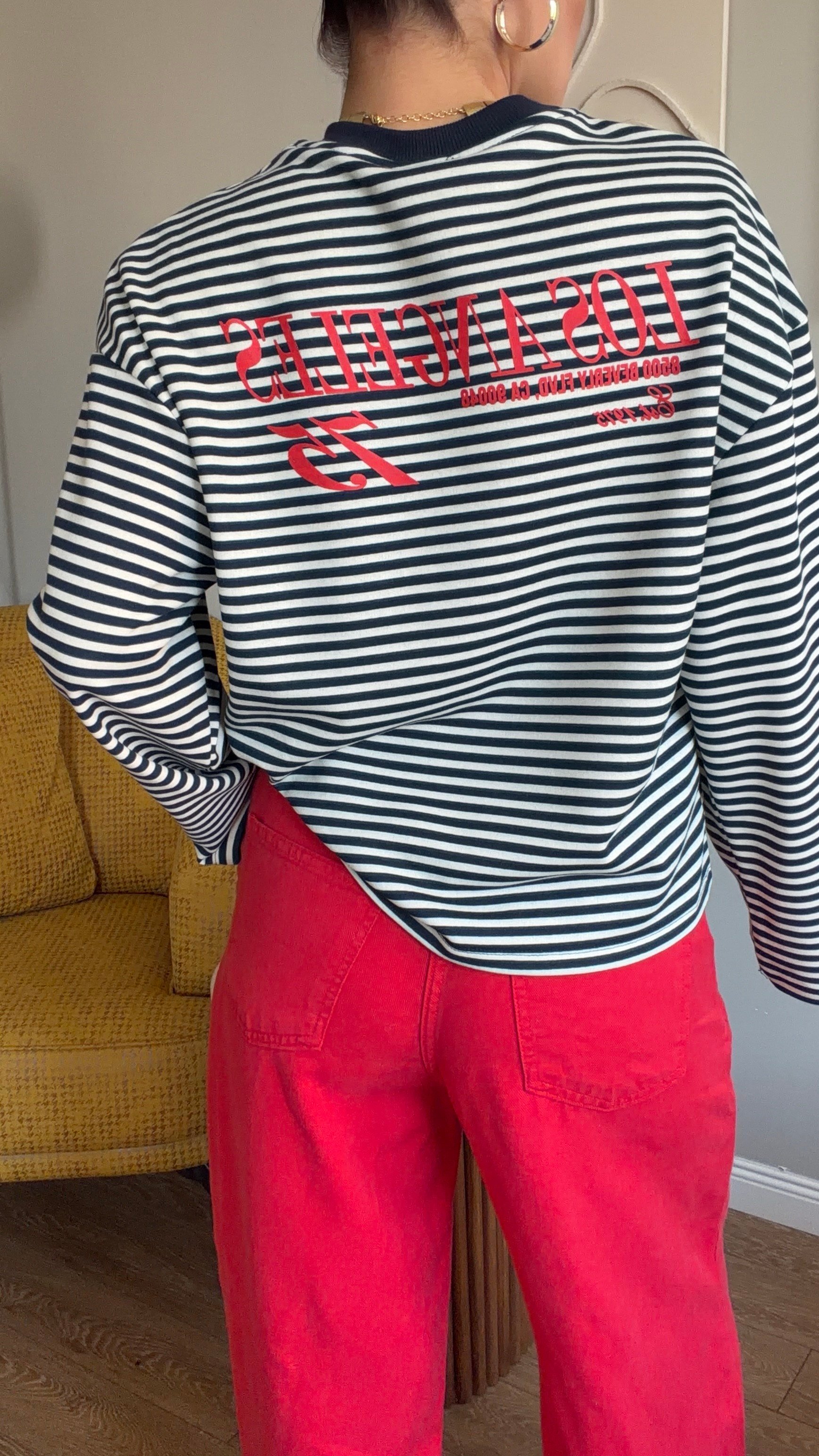 Çizgili Basic  Sweat Los 75 Lacivert
