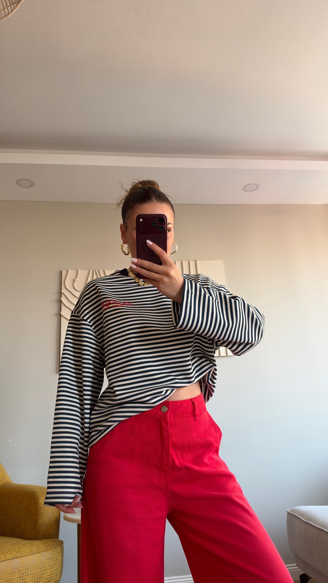 Çizgili Basic  Sweat Los 75 Lacivert