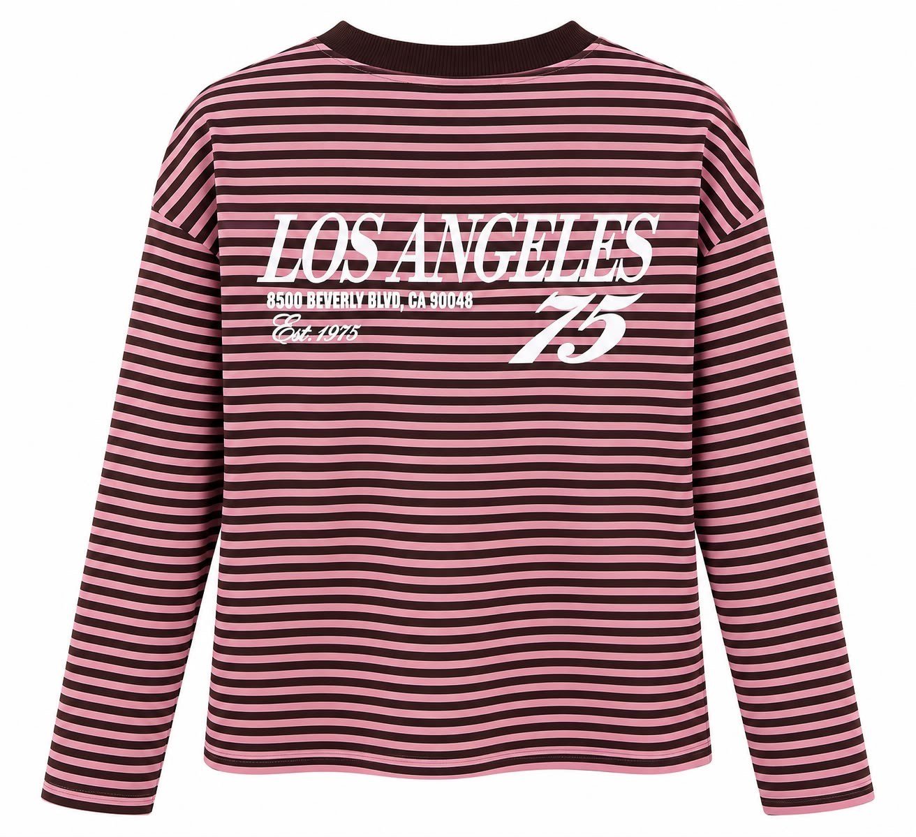 Çizgili Basic  Sweat Los 75 Pembe