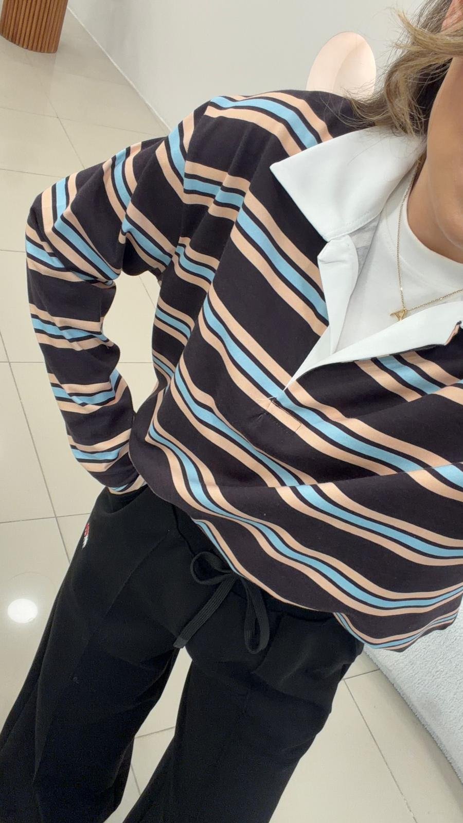 ÇİZGİLİ KAHVE SWEAT
