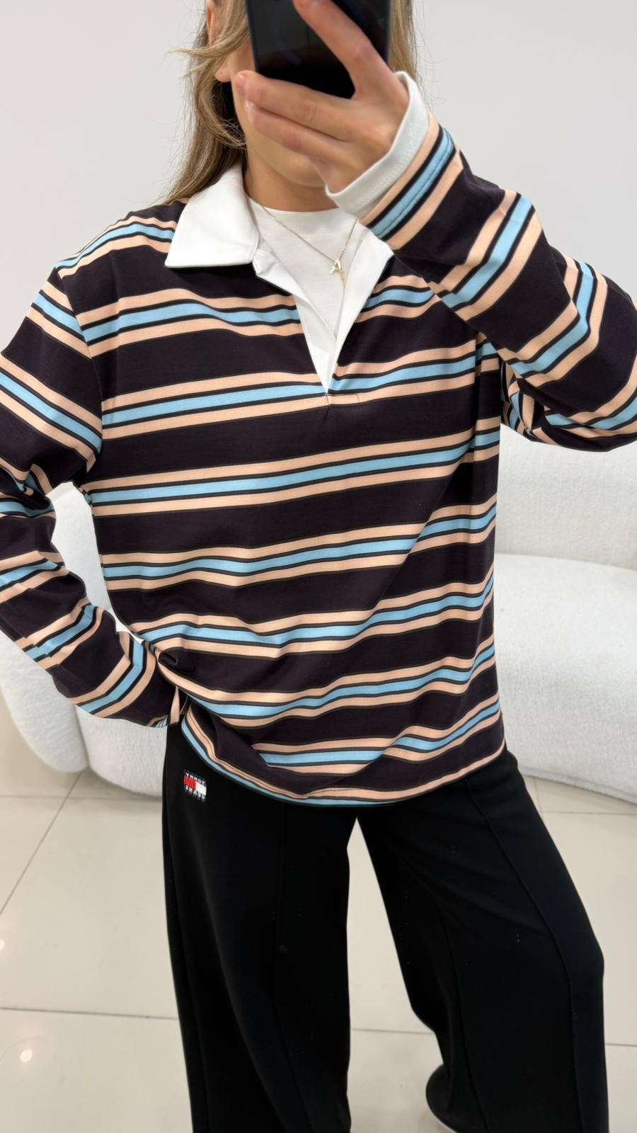 ÇİZGİLİ KAHVE SWEAT