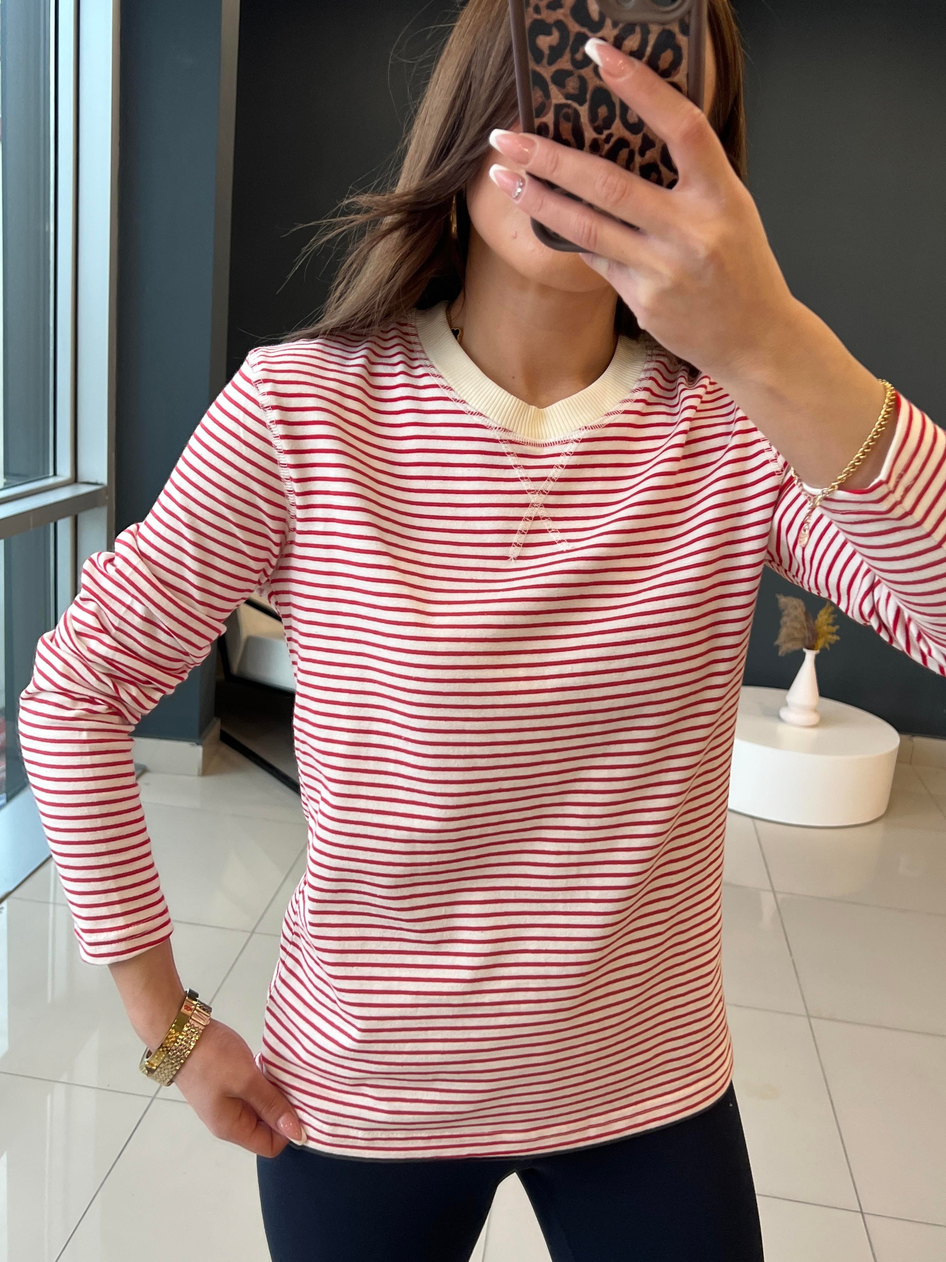 ÇİZGİLİ KIRMIZI PAMUK BASİC