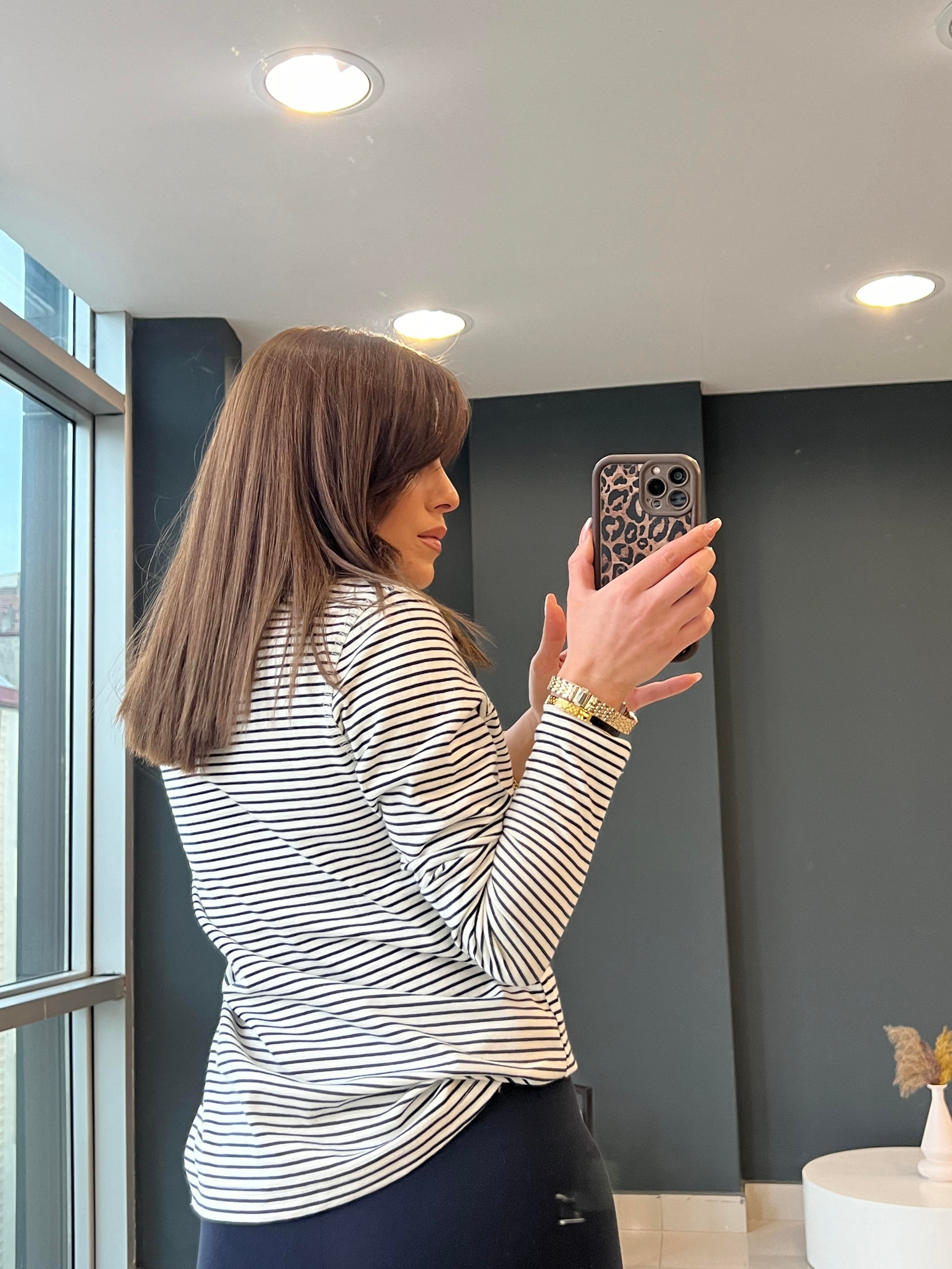 ÇİZGİLİ LACİVERT PAMUK BASİC