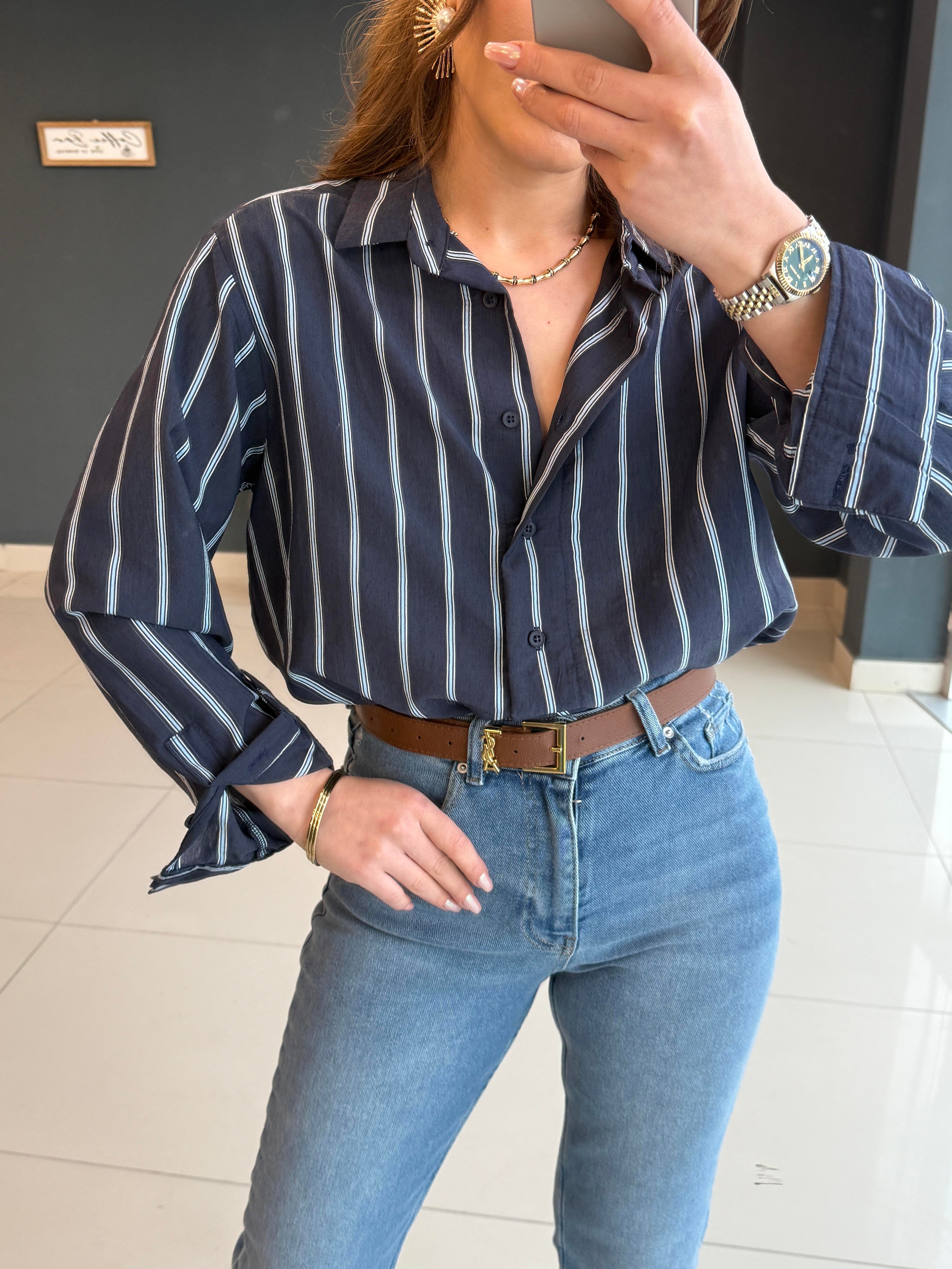 ÇİZGİLİ PREMİUM SERİ GÖMLEK LACİVERT