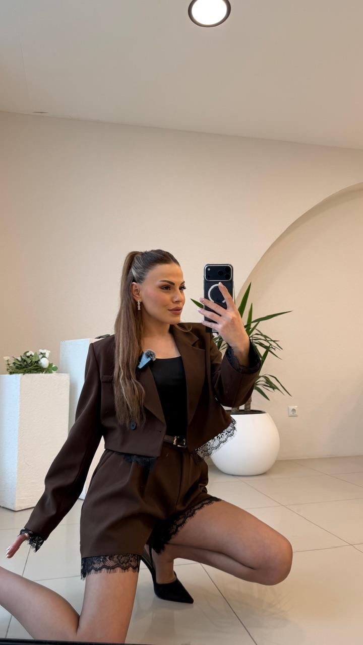 DANTEL DETAYLI İKİLİ ŞORTLU TAKIM 
