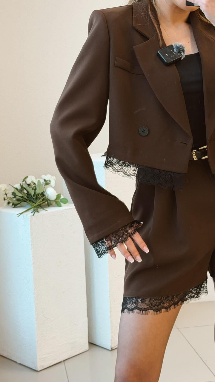 DANTEL DETAYLI İKİLİ ŞORTLU TAKIM 