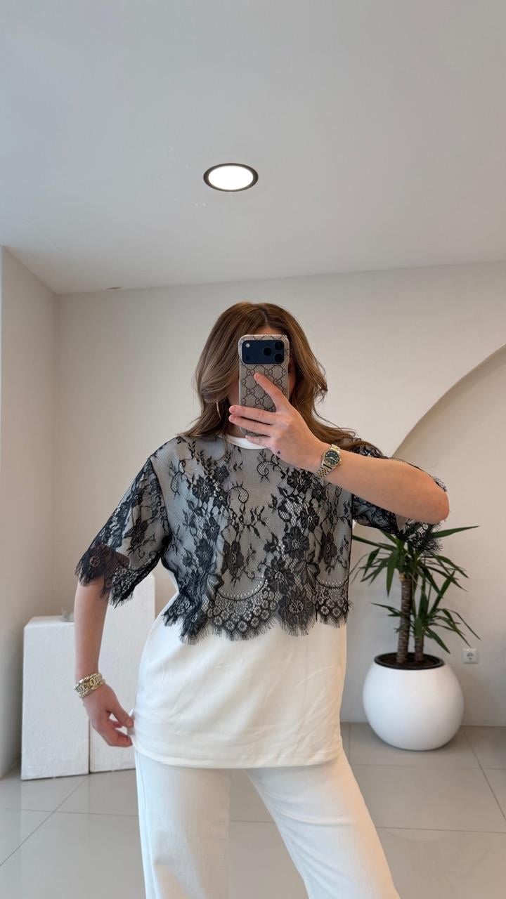 DANTEL DETAYLI MODAL TSHİRT