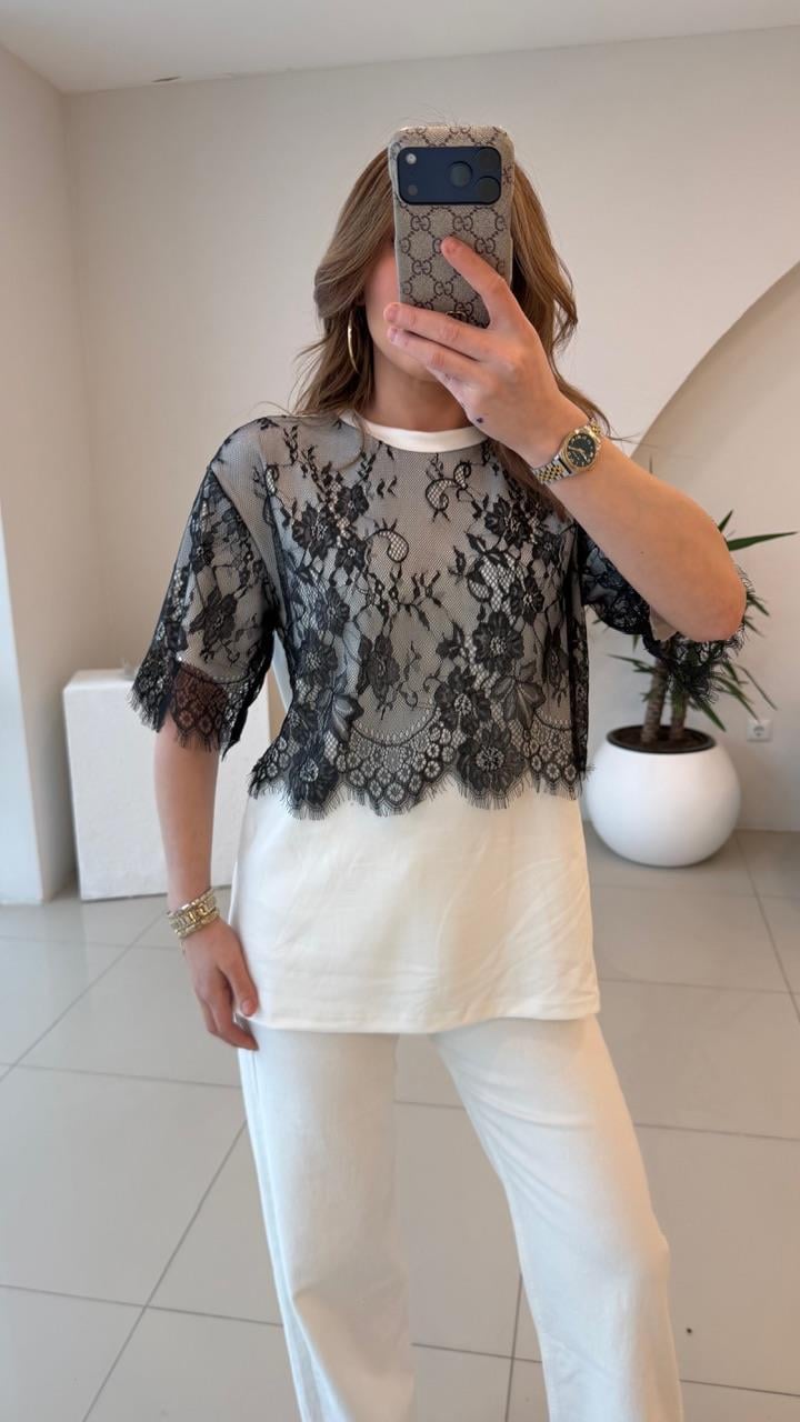 DANTEL DETAYLI MODAL TSHİRT