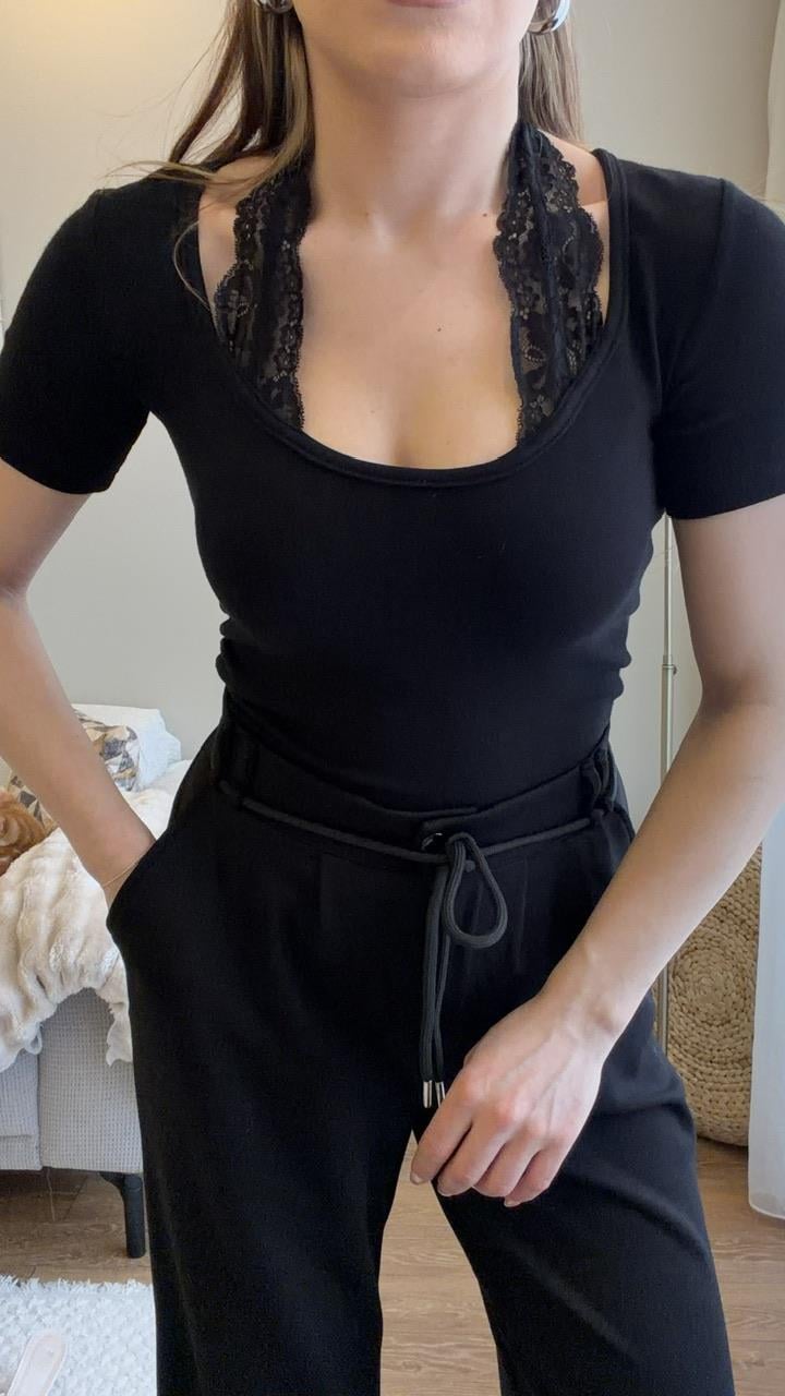 Dantel Detaylı Tshirt Bluz 