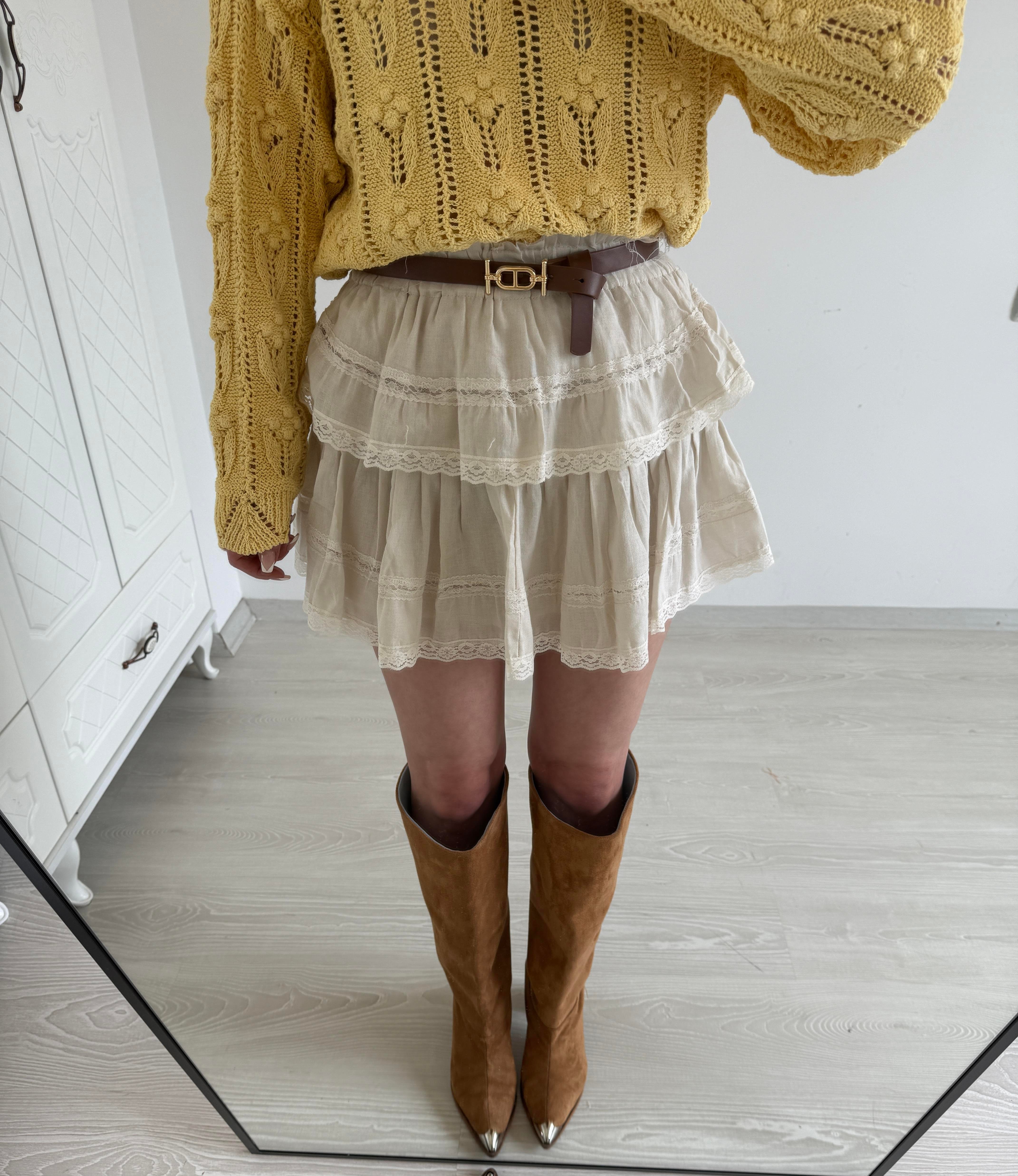 DANTEL GEÇİŞLİ MİNİ ETEK