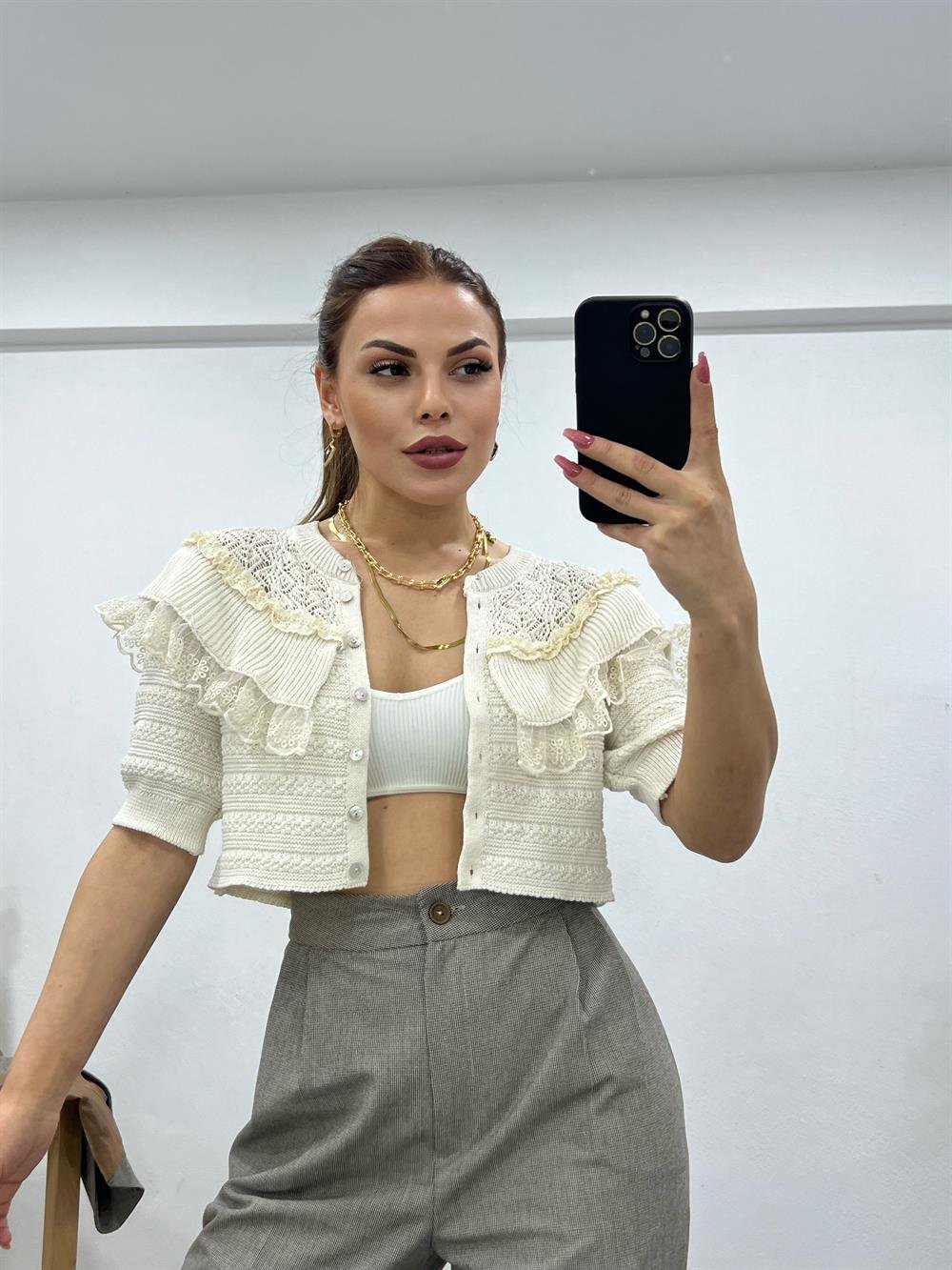 DANTELLİ MERSERİZE HIRKA TRİKO