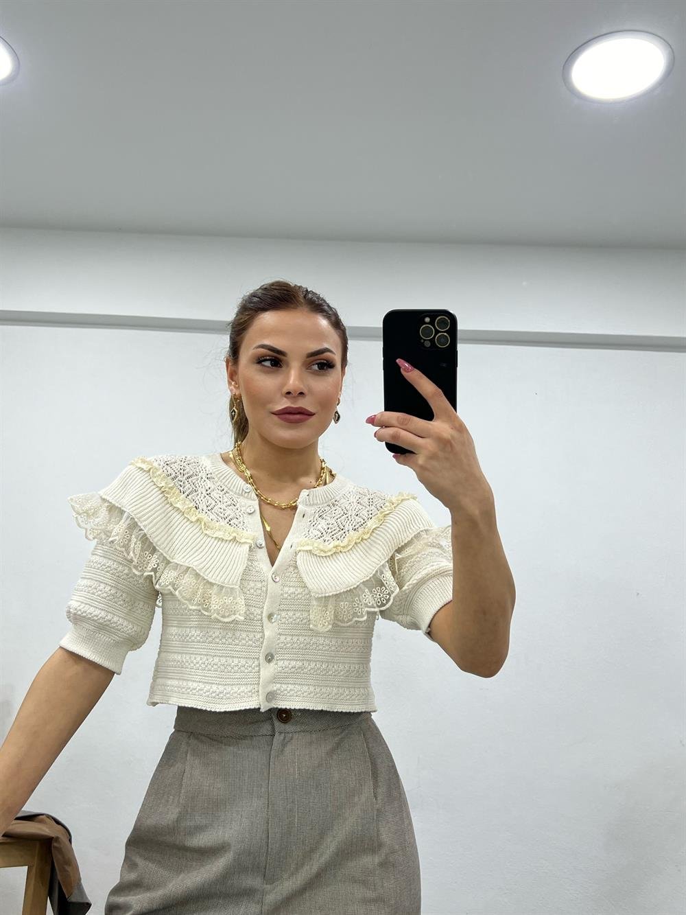 DANTELLİ MERSERİZE HIRKA TRİKO