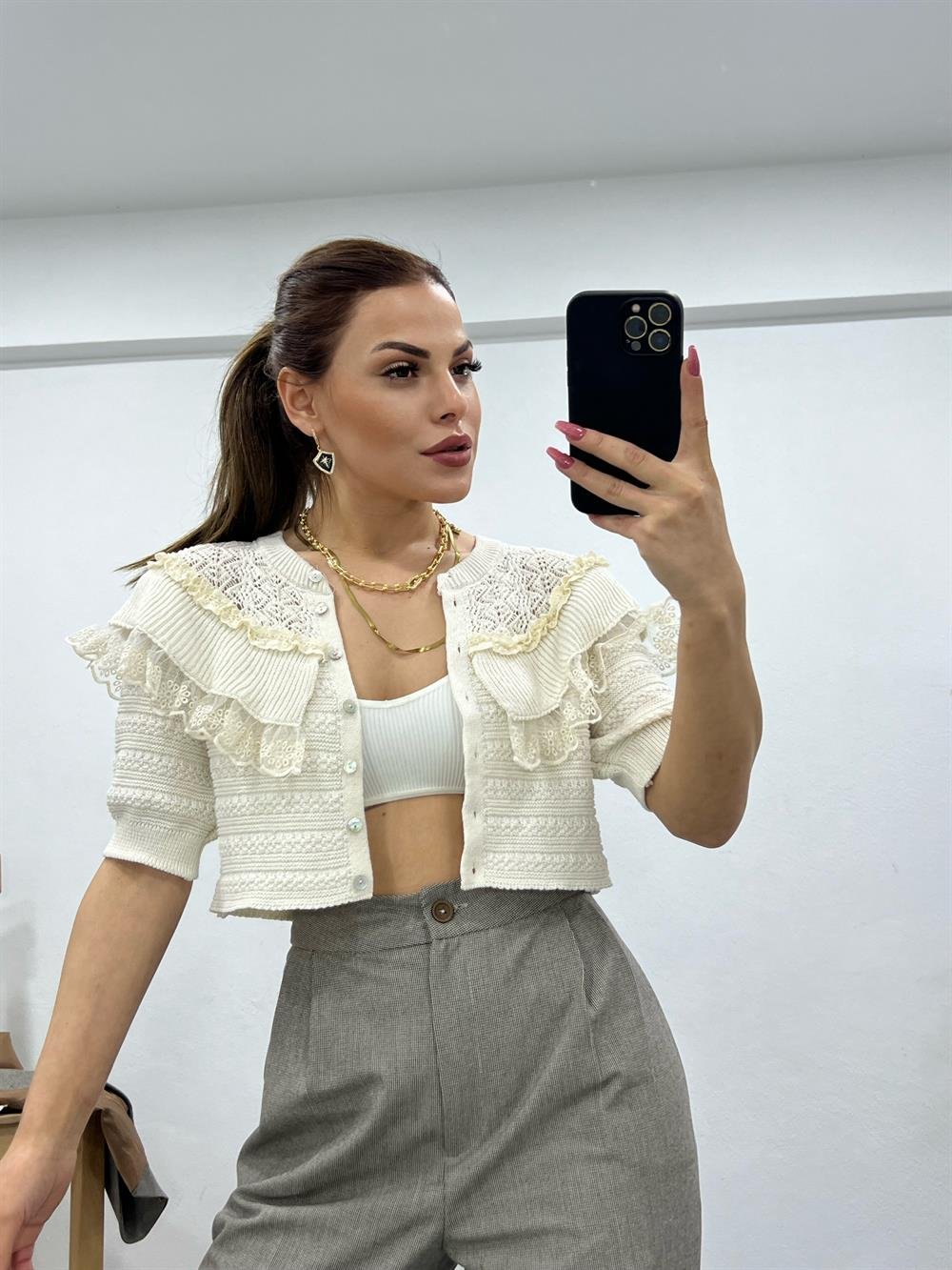 DANTELLİ MERSERİZE HIRKA TRİKO