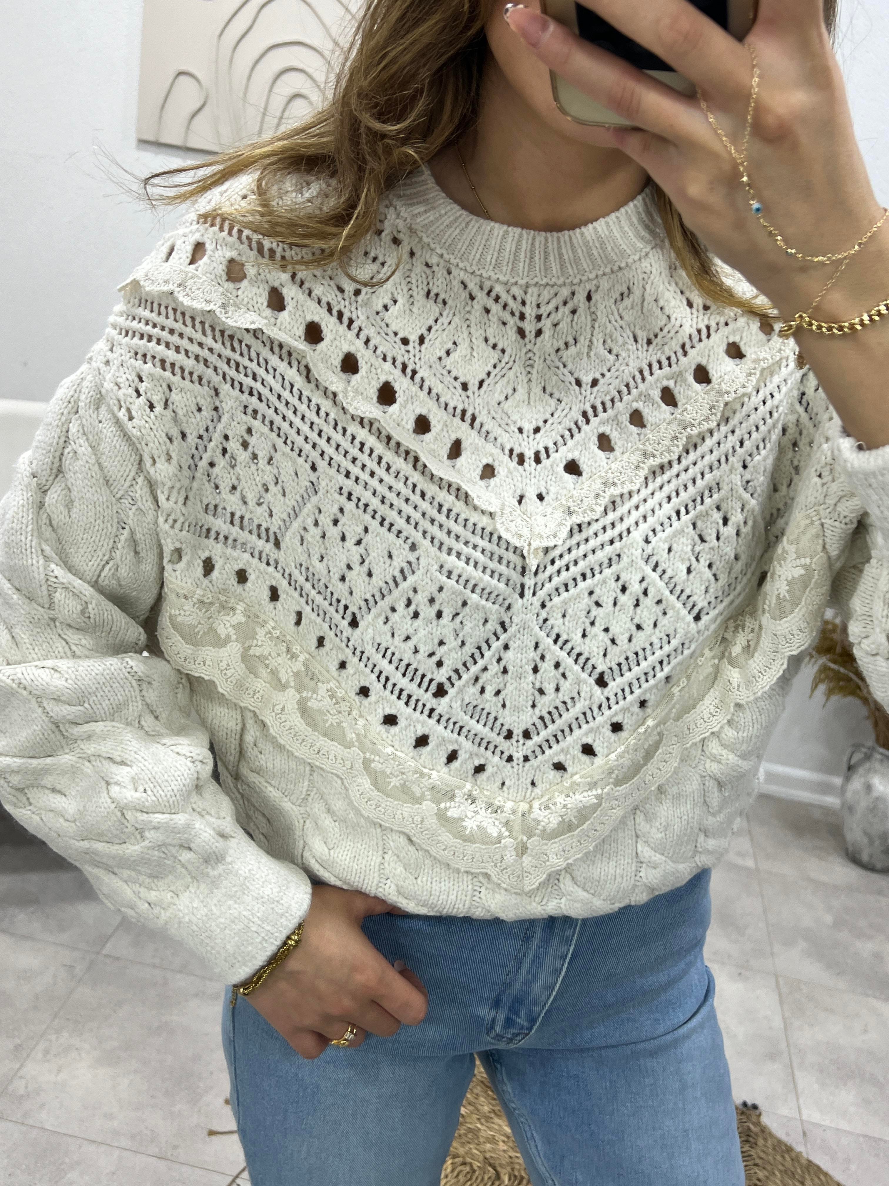 DANTELLİ ÖRGÜ KAZAK 