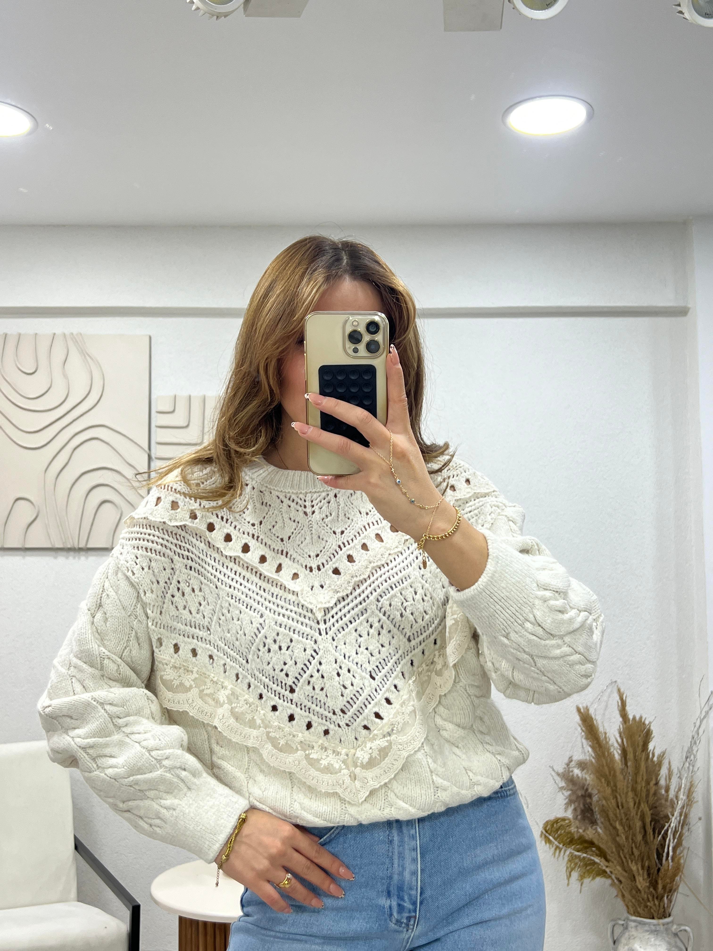 DANTELLİ ÖRGÜ KAZAK 