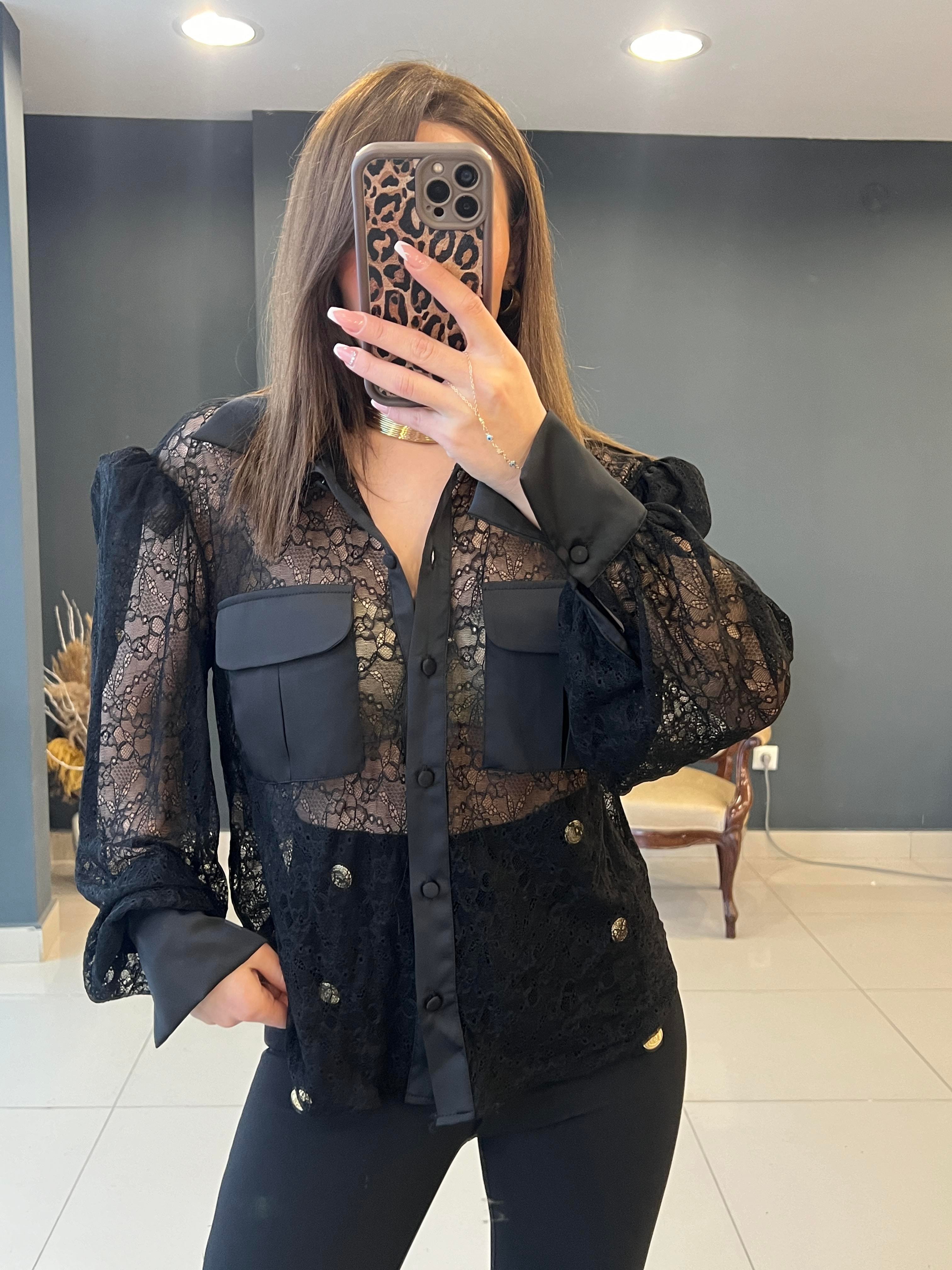 DANTELLİ TRANSPARAN GÖMLEK