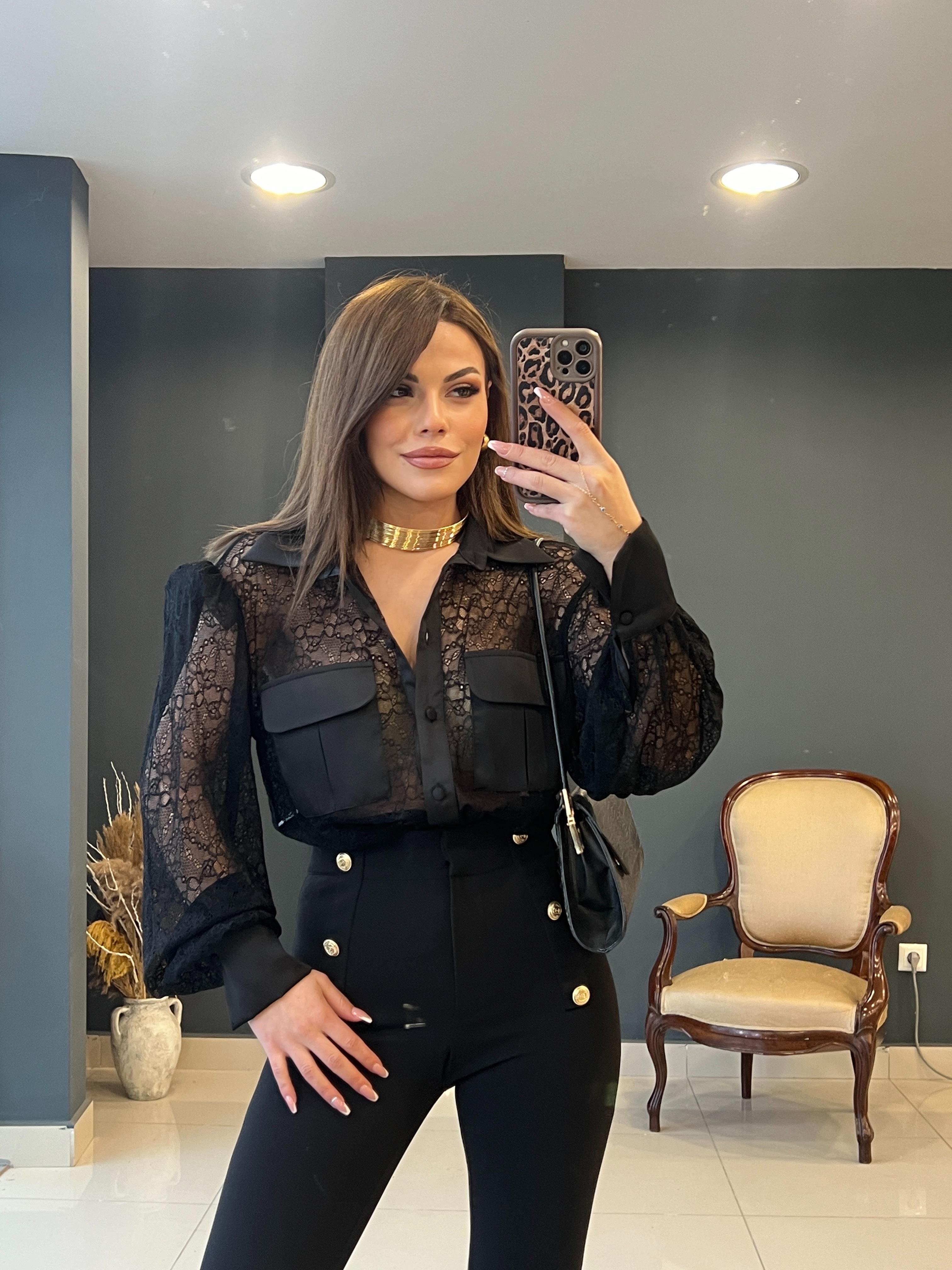 DANTELLİ TRANSPARAN GÖMLEK