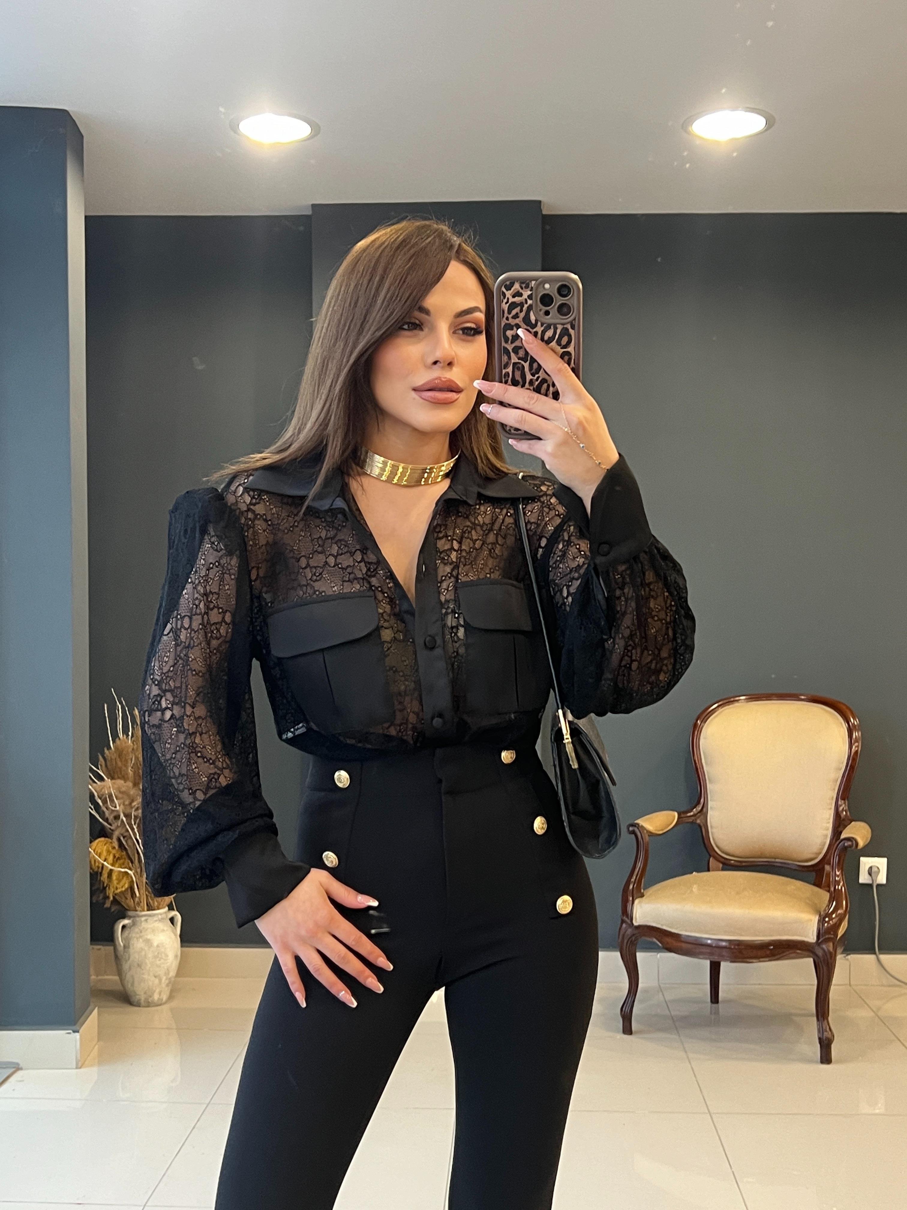 DANTELLİ TRANSPARAN GÖMLEK