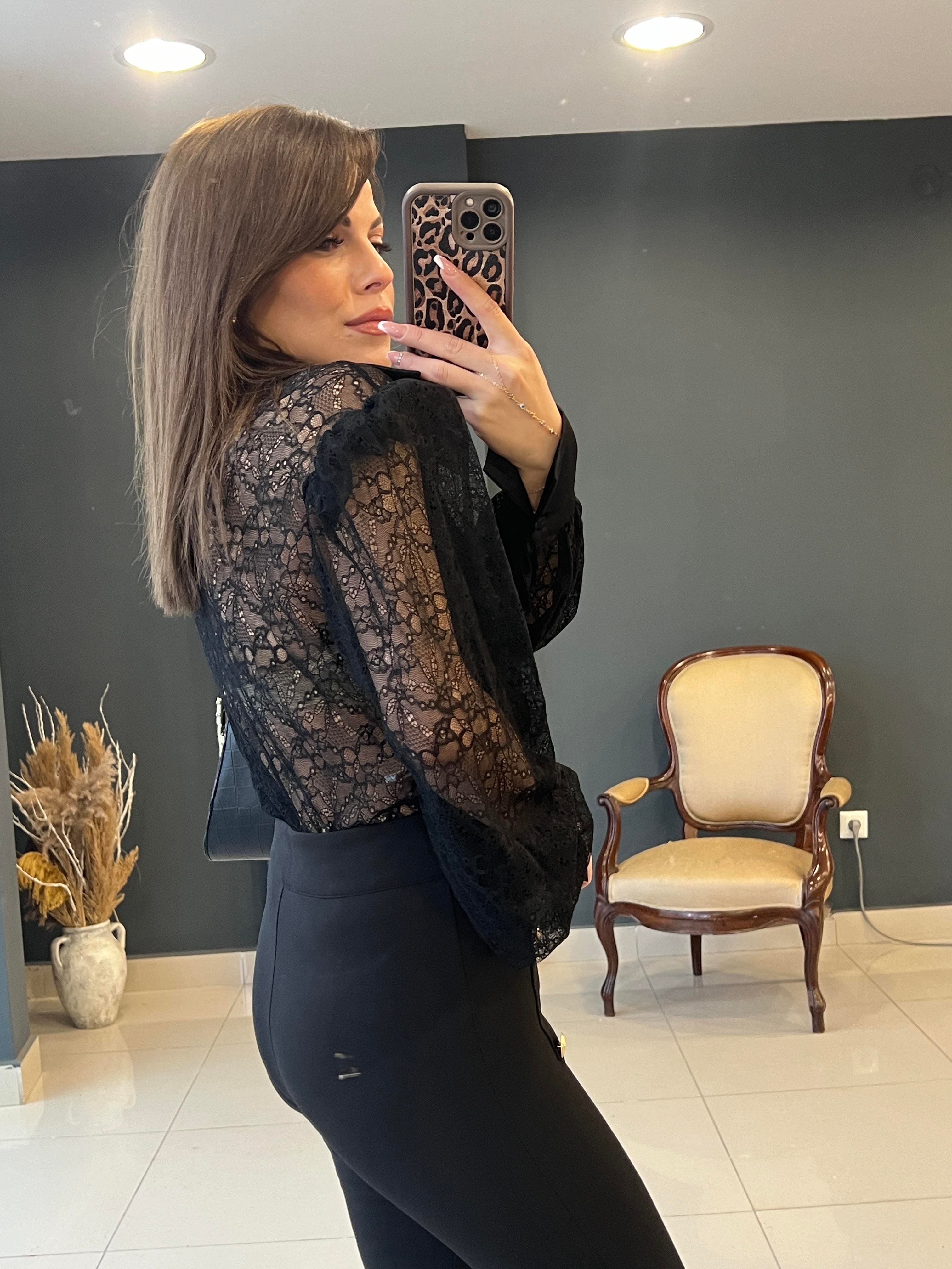 DANTELLİ TRANSPARAN GÖMLEK