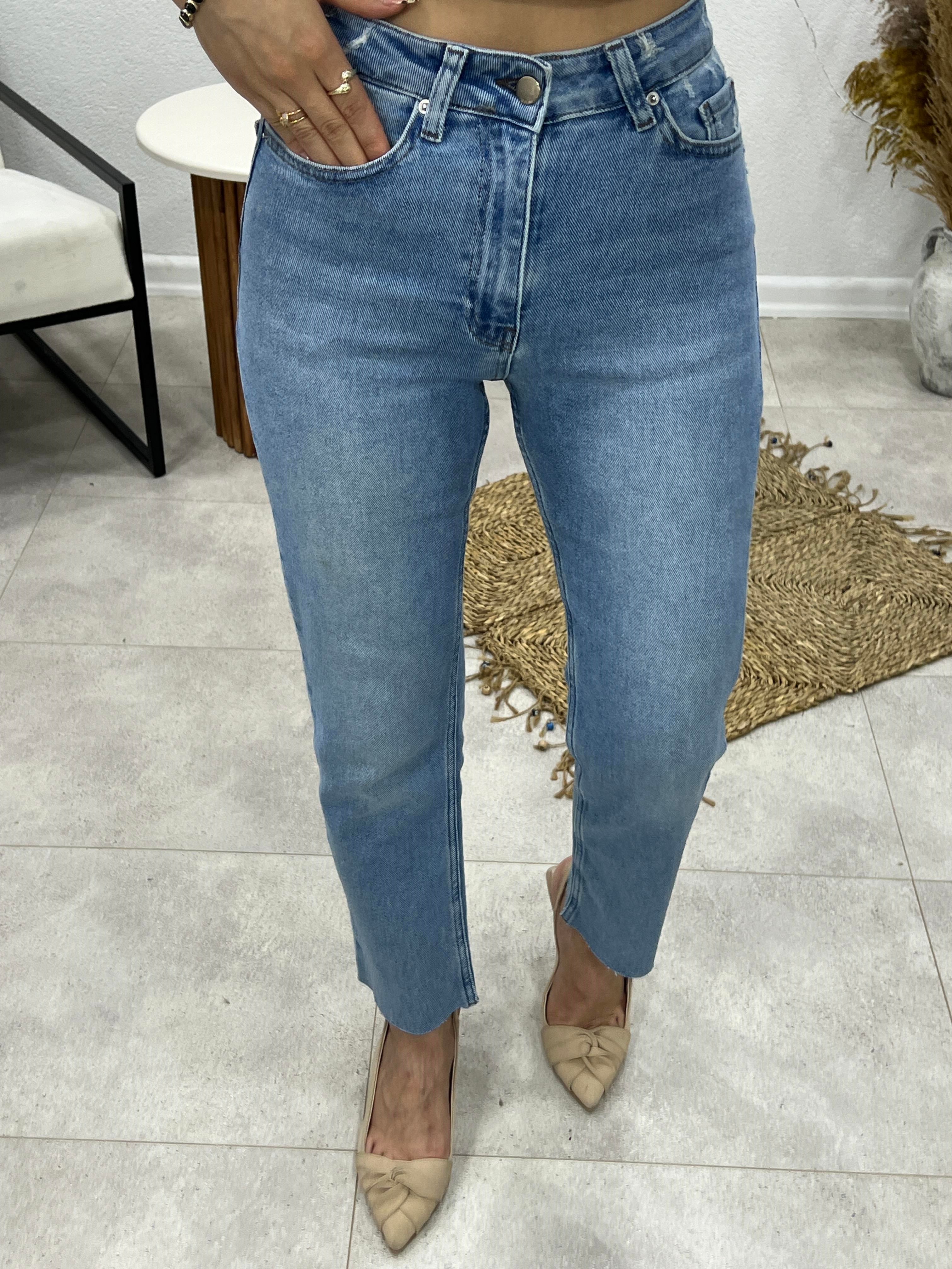 DENİM MAVİ MOM LİKRALI JEAN 