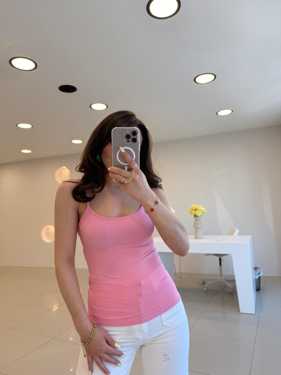 DİLVİN İP ASKILI ATLET PEMBE