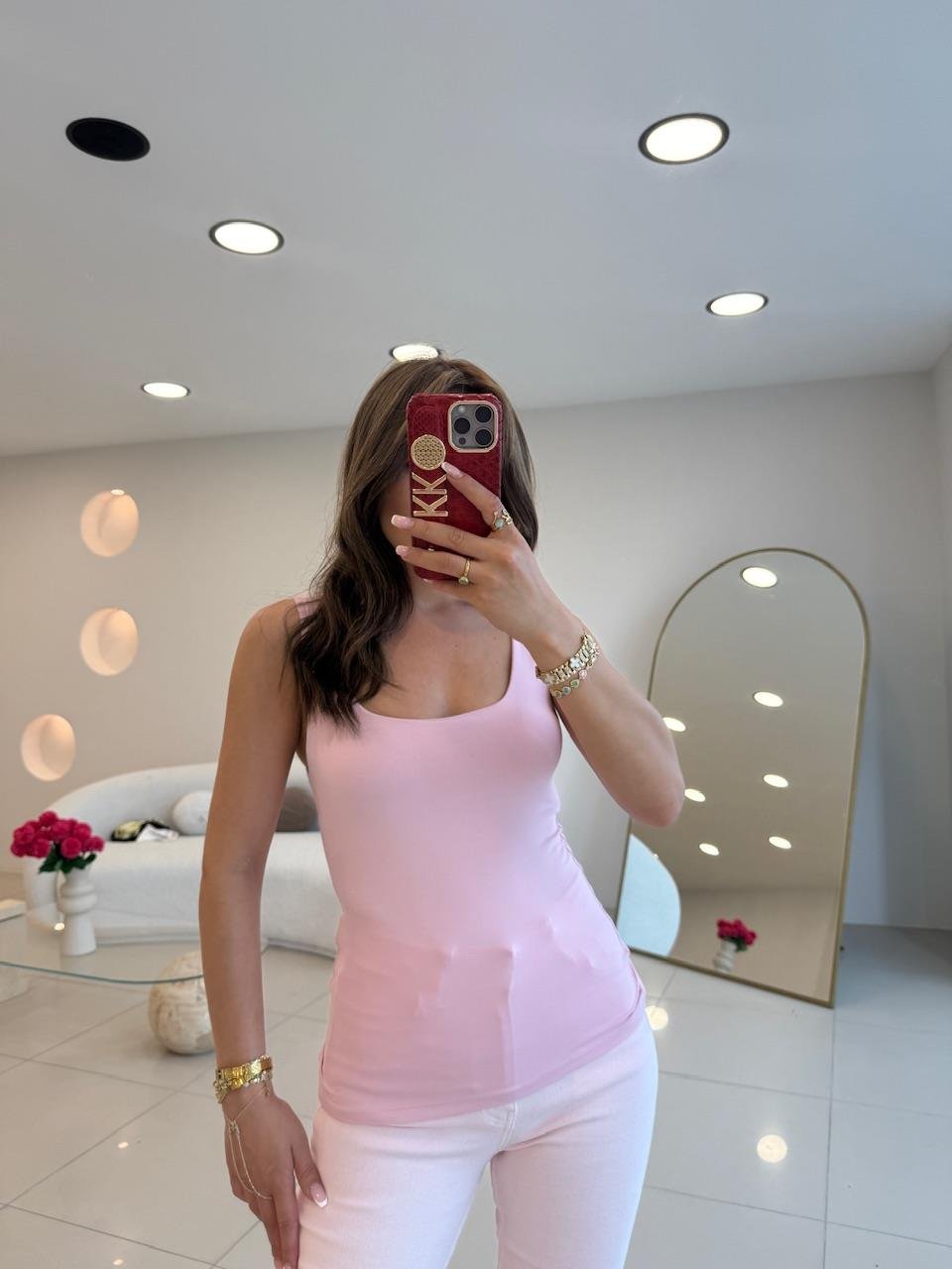 DİLVİN KALIN ASKILI ATLET PEMBE