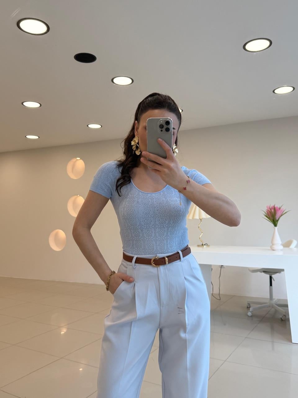 DİLVİN KISA KOL MERSERİZE  MAVİ