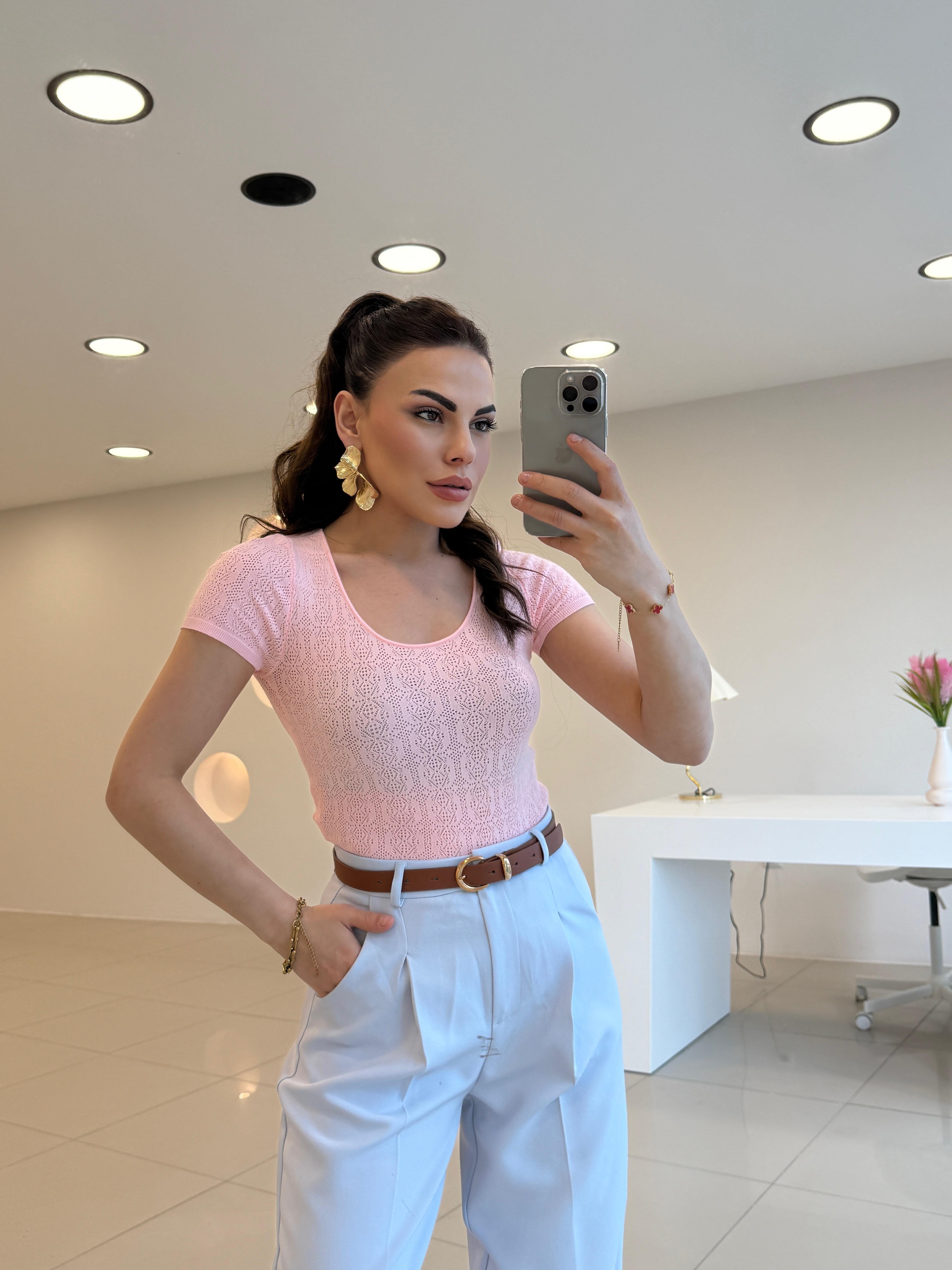 DİLVİN KISA KOL MERSERİZE PEMBE
