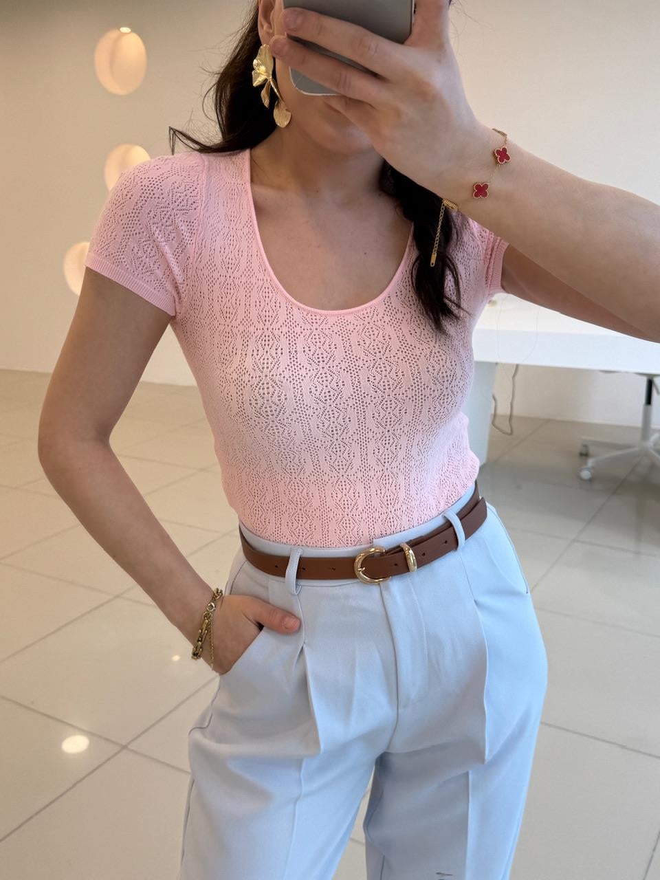 DİLVİN KISA KOL MERSERİZE PEMBE