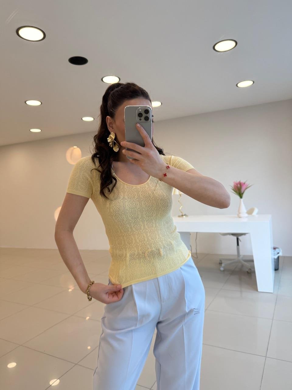 DİLVİN KISA KOL MERSERİZE SARI