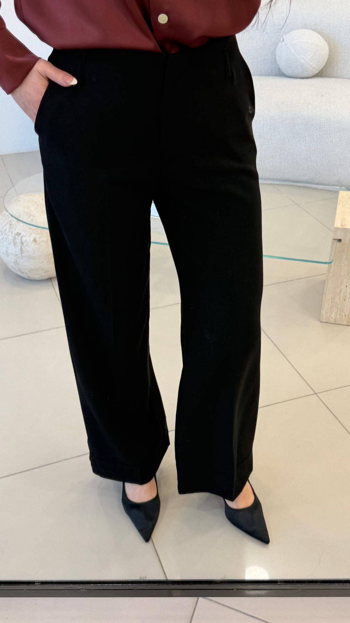 DUBLE PAÇA  KUMAŞ PANTOLON SİYAH