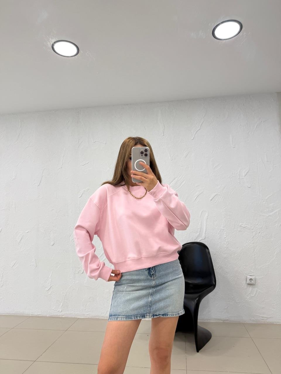 DÜZ BASİC SWEATSHIRT PEMBE