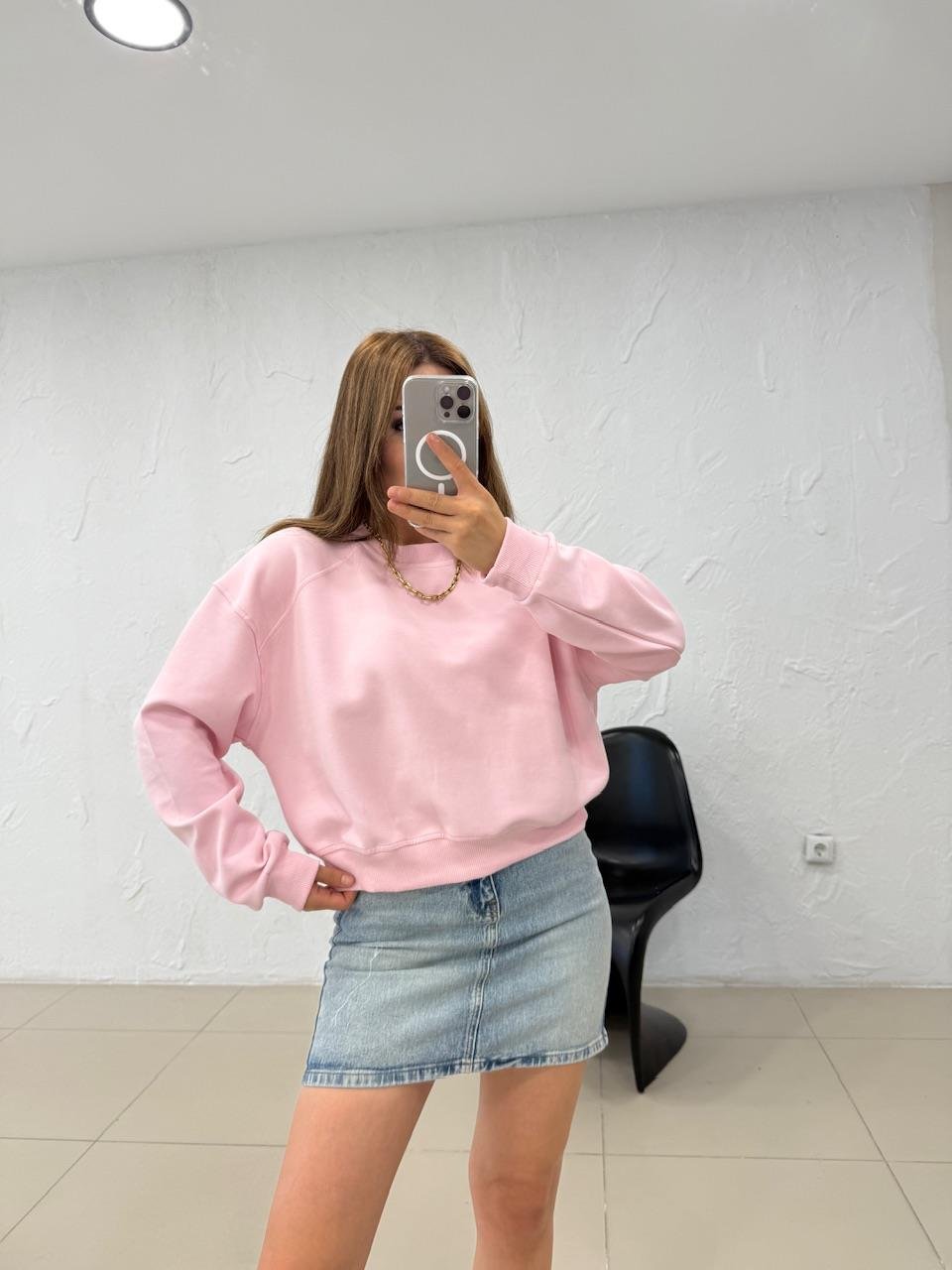 DÜZ BASİC SWEATSHIRT PEMBE