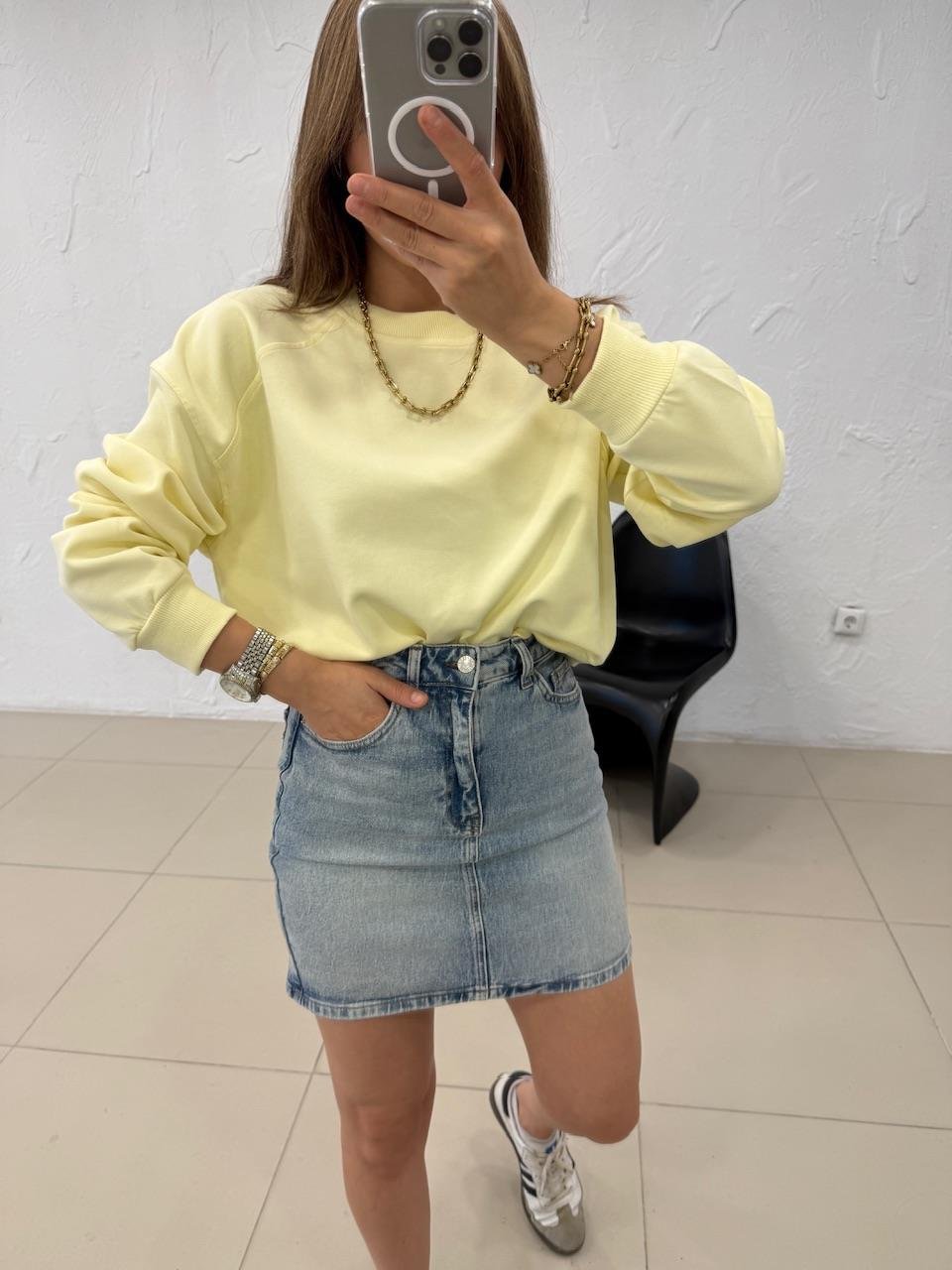 DÜZ BASİC SWEATSHIRT SARI
