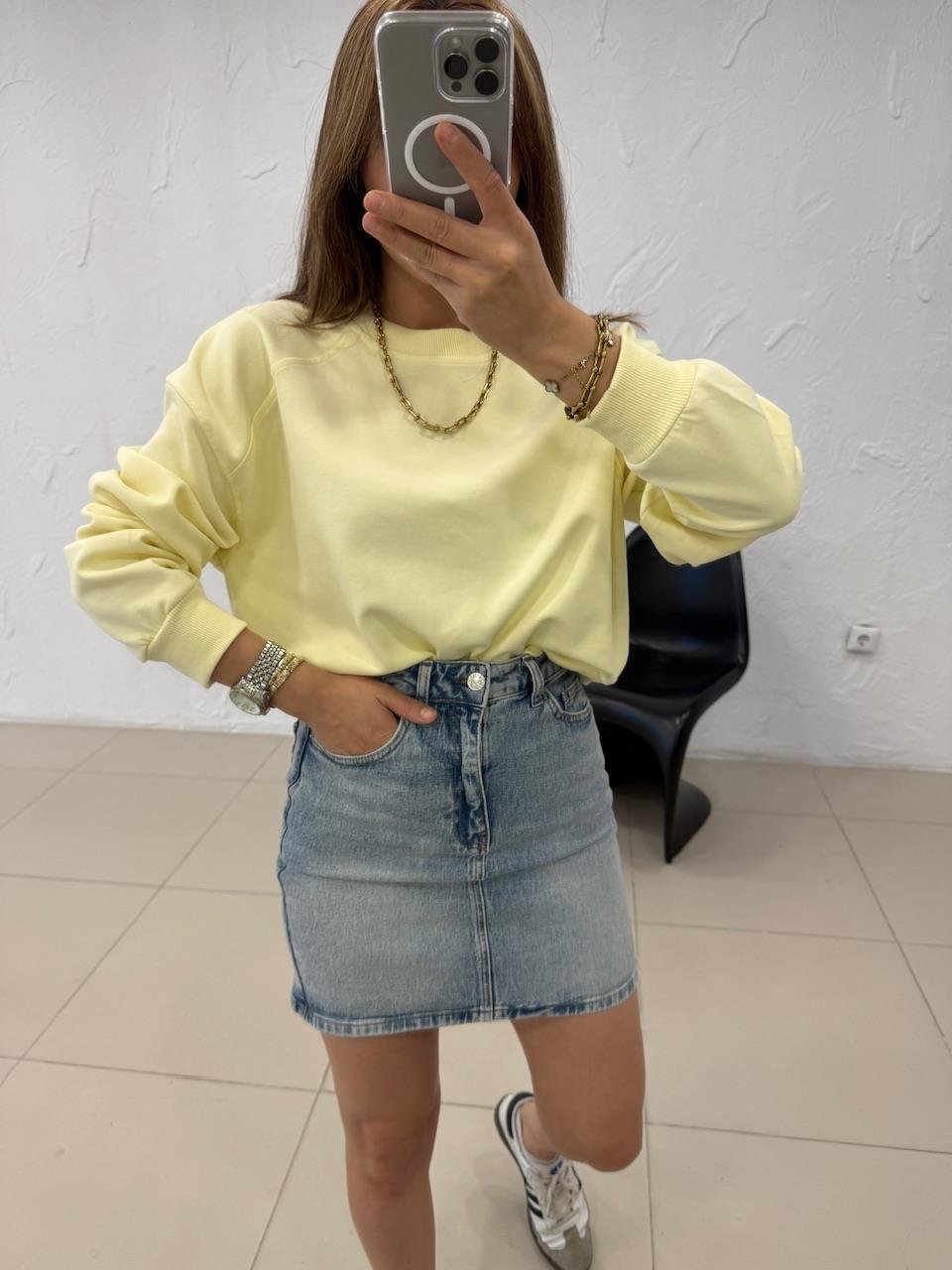 DÜZ BASİC SWEATSHIRT SARI