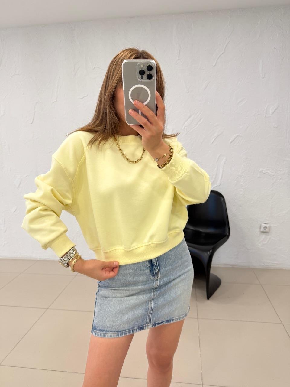 DÜZ BASİC SWEATSHIRT SARI