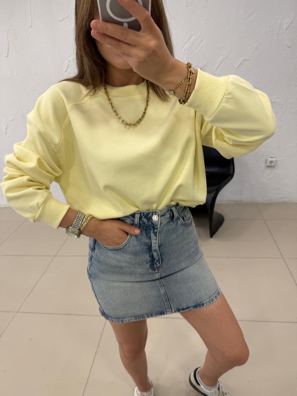 DÜZ BASİC SWEATSHIRT SARI