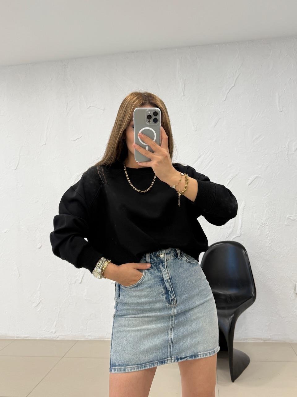 DÜZ BASİC SWEATSHIRT SİYAH