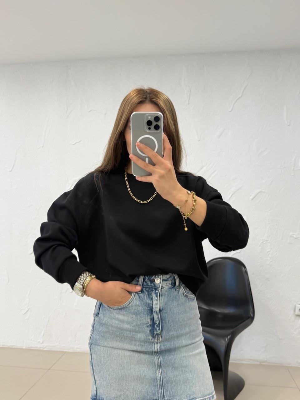 DÜZ BASİC SWEATSHIRT SİYAH