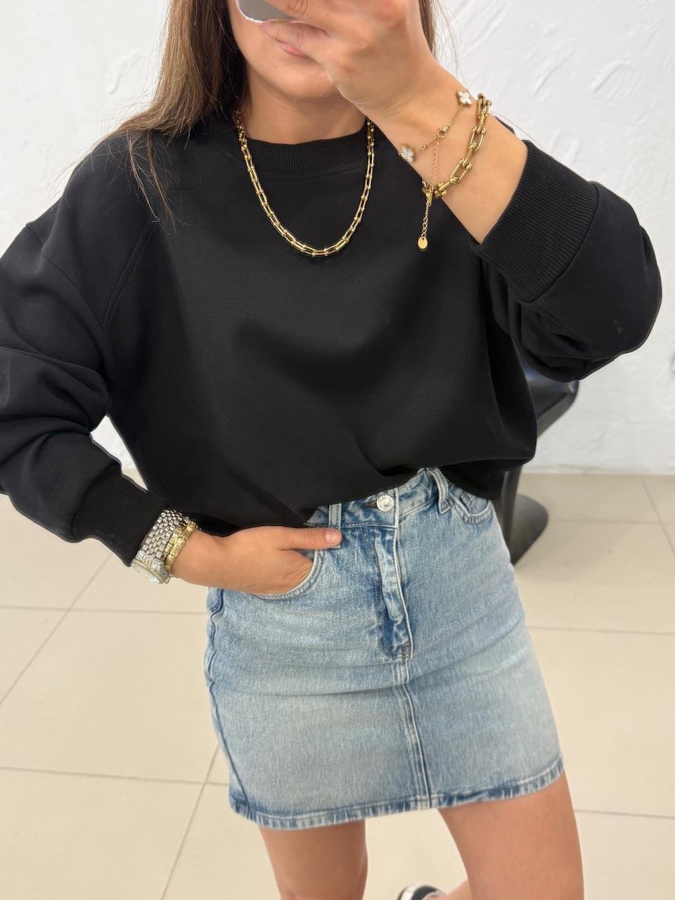 DÜZ BASİC SWEATSHIRT SİYAH