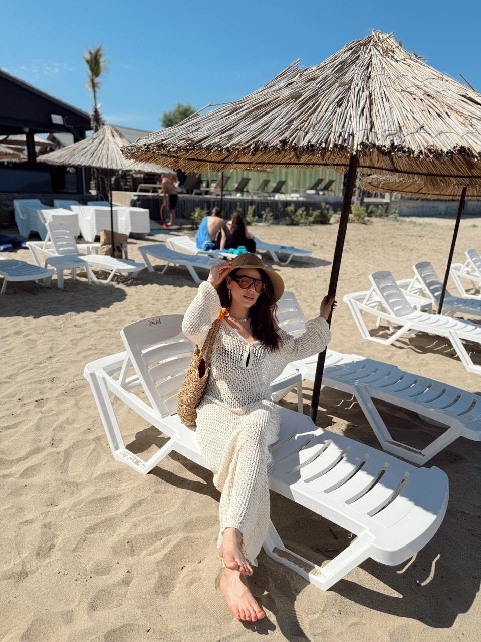 EKRU AJURLU PLAJ ELBİSESİ