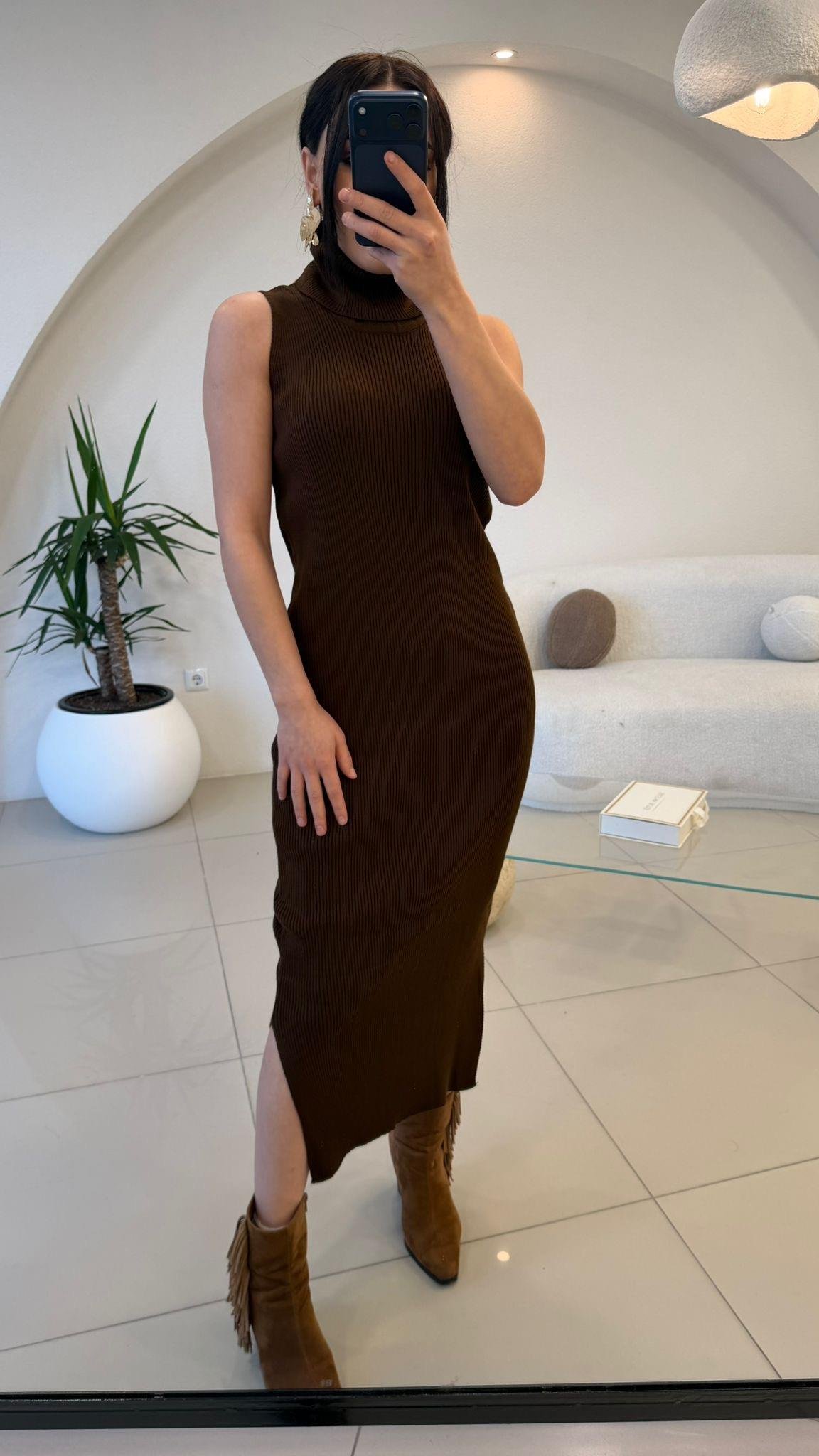 ELBİSE HIRKA TRİKO TAKIM KAHVE