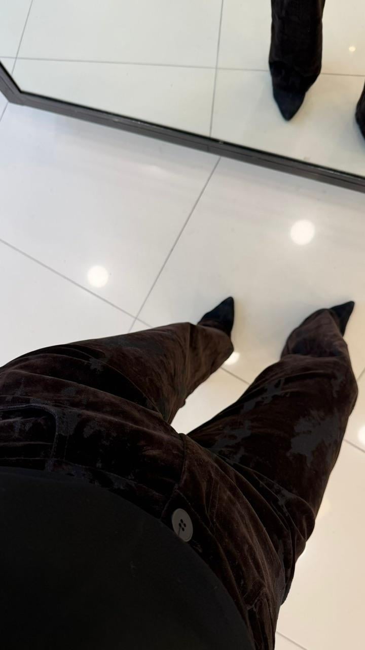 ESKİTME KADİFE PALAZZO PANTOLON