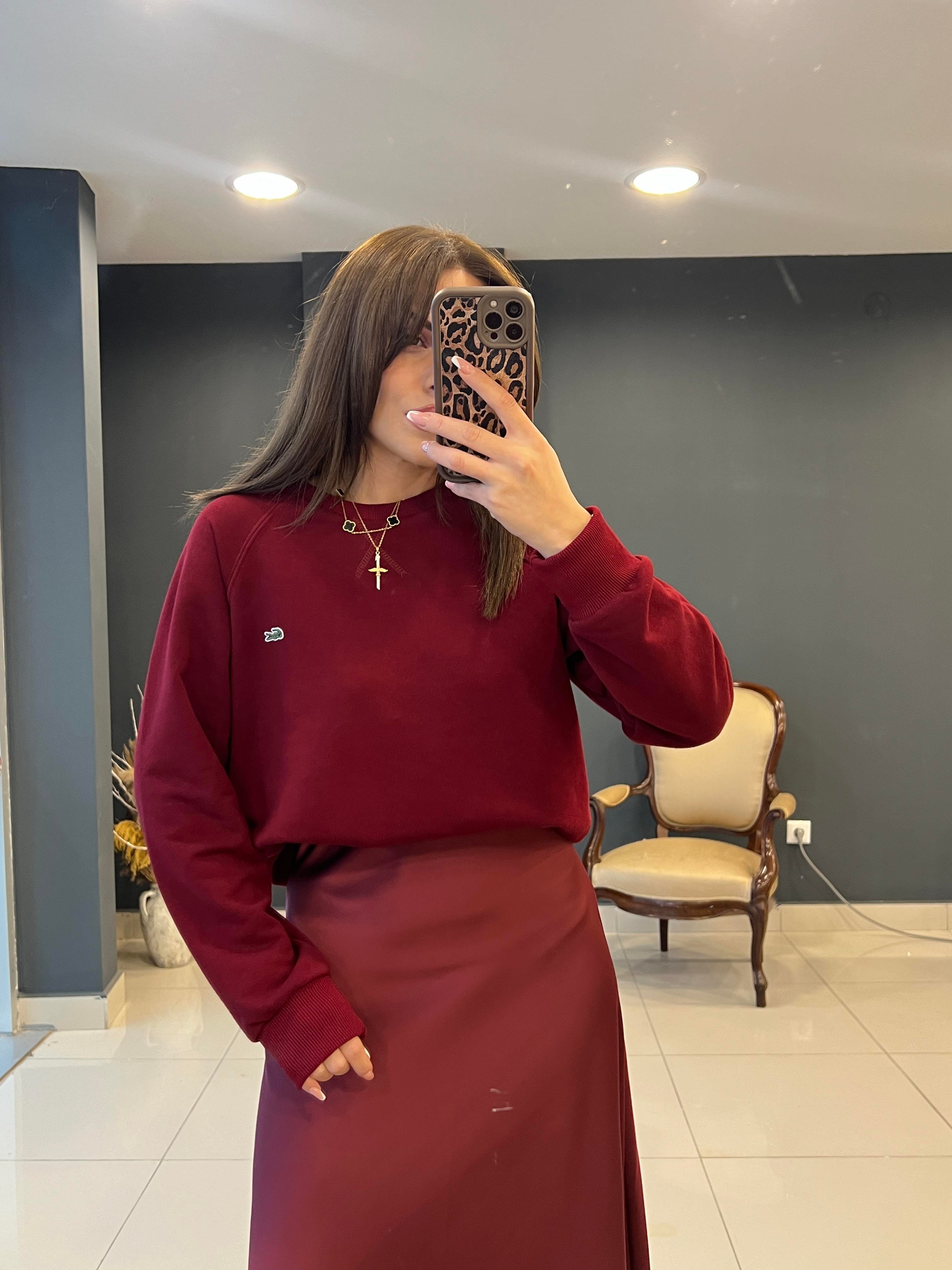 ETİKETLİ LCST SWEAT BORDO